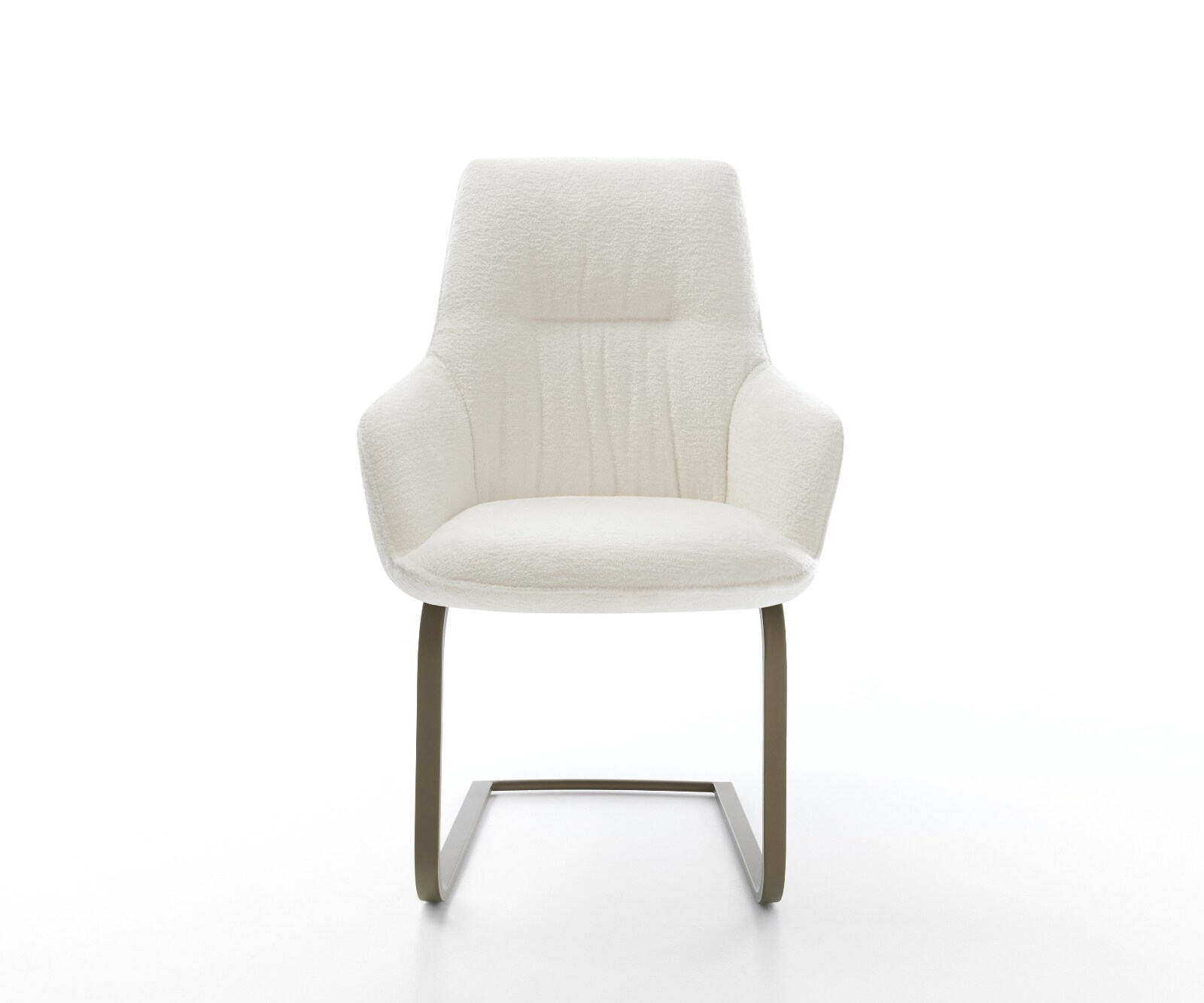 Sledemodel Zelia-Flex met armleuning bouclé zacht beige sledemodel vlak afwerking met titanium pocketveer kern 1