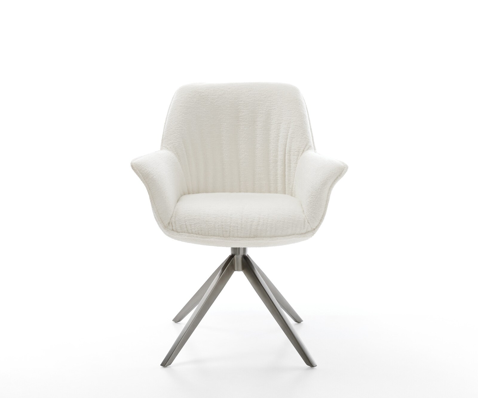 Draaistoel Keila-Flex met armleuning bouclé zacht beige kruisframe breed grafiet 360° draaibaar rocker-functie 2
