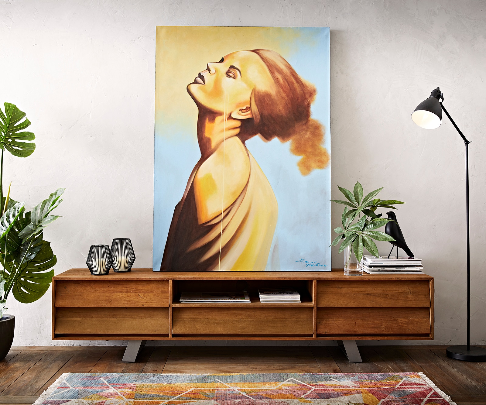 Schilderij Young Woman meerkleurig 100x140 cm acryl op doek 3
