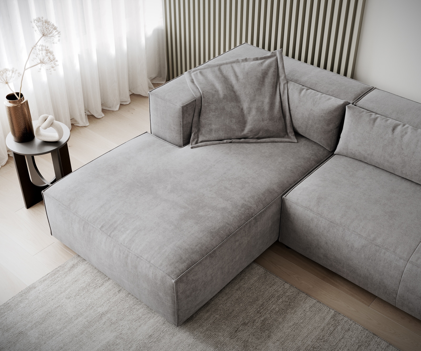 Hoekbank Brom 260x175 cm microvezel grijs recamiere links 5 Hoekbank Brom 260x175 cm microvezel grijs recamiere links 5