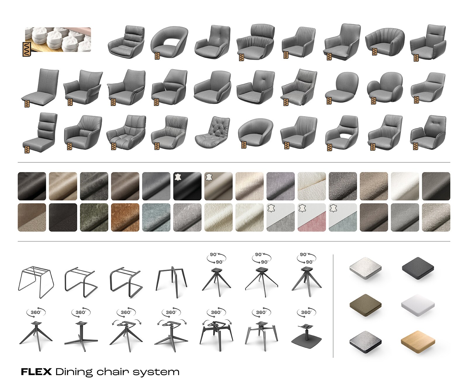 Draaistoel Pejo-Flex pluchen crème-wit kruispoot zwart 360° draaibaar rocker-functie pocketveer kern 7