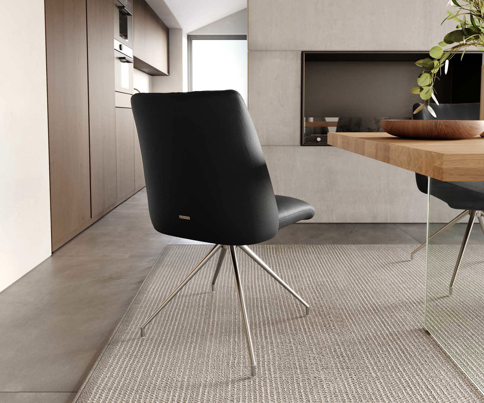 Draaistoel Elso-Flex echt leer zwart kruisframe conisch roestvrij staal 180° draaibaar pocketveer kern 3 Draaistoel Elso-Flex echt leer zwart kruisframe conisch roestvrij staal 180° draaibaar pocketveer kern 3