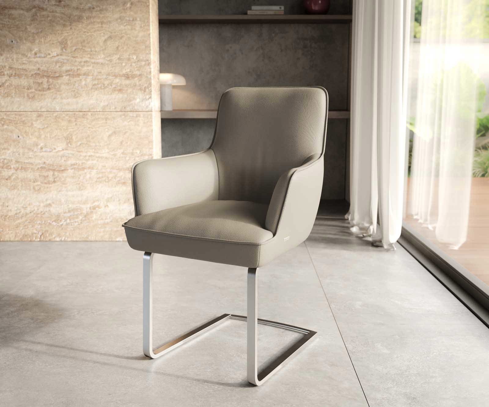 Sledemodel Heira-Flex met armleuning echt leer mud sledemodel vlak roestvrij staal pocketveer kern Sledemodel Heira-Flex met armleuning echt leer mud sledemodel vlak roestvrij staal pocketveer kern