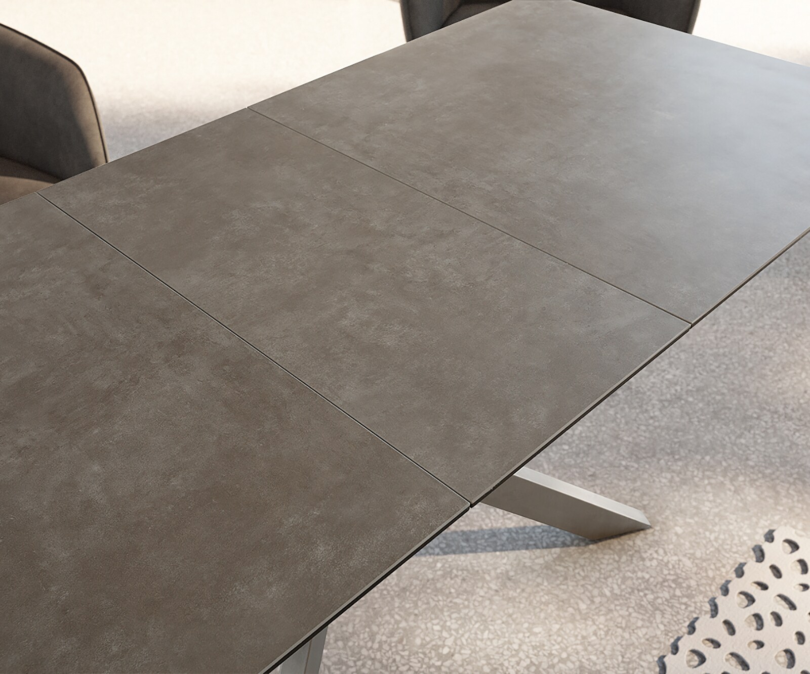 Eettafel Daven 160/200x90 cm keramisch bruin metaal uitschuifbaar 4