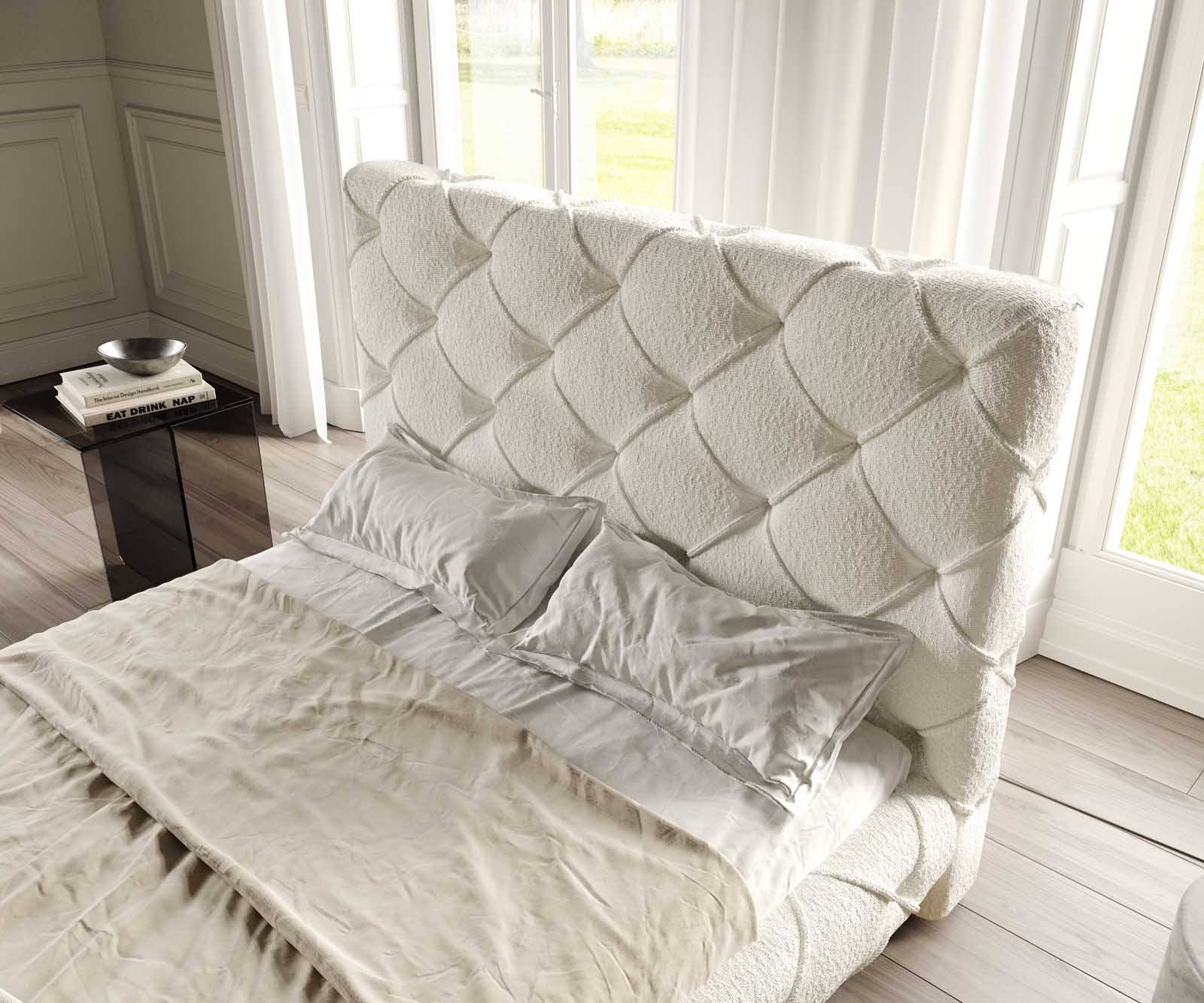 Gestoffeerd-bed Nayara 140x200 cm Bouclé crèmewit 4