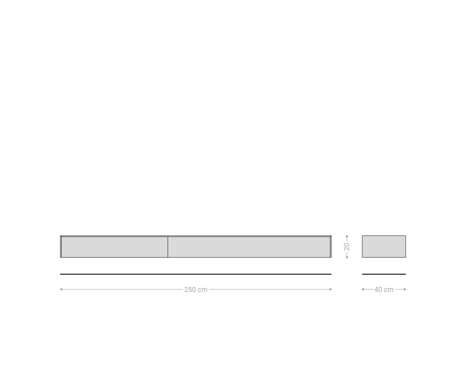 Tv-meubel Cuor 250 cm Keramiek Beton Grijs 1 Flap 1 Laden Zwevend 8