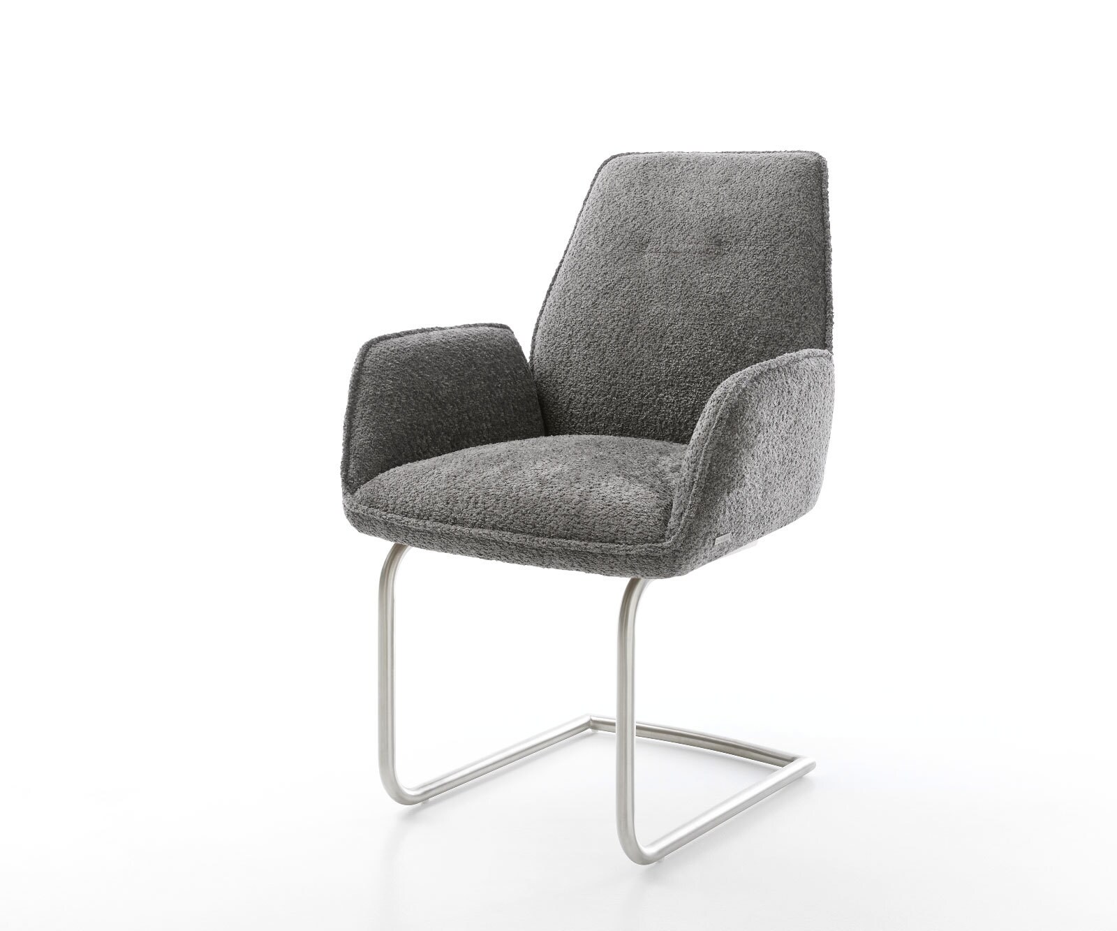 Sledemodel Zoa-Flex bouclé grijs sledemodel rond roestvrij staal pocketveer kern