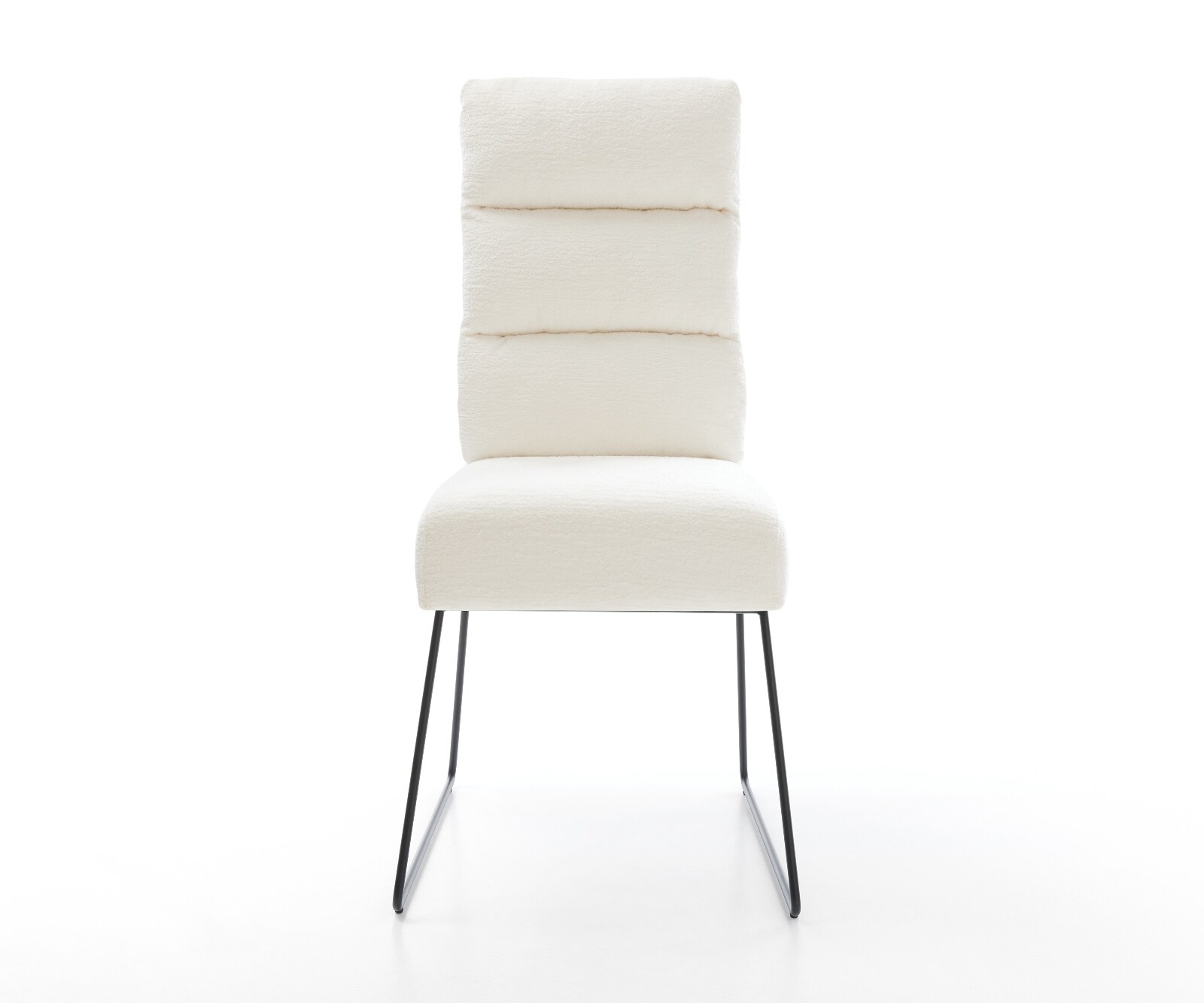 Eetkamerstoel Pela-Flex bouclé zacht beige slipframe zwart pocketveer kern 2