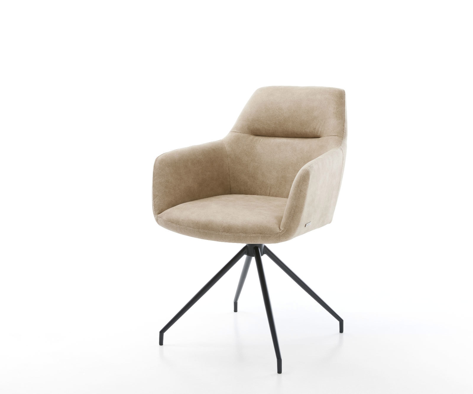 Eetkamerstoel Pejo-Flex microvelours beige vintage kruisframe conisch zwart pocketveer kern Eetkamerstoel Pejo-Flex microvelours beige vintage kruisframe conisch zwart pocketveer kern