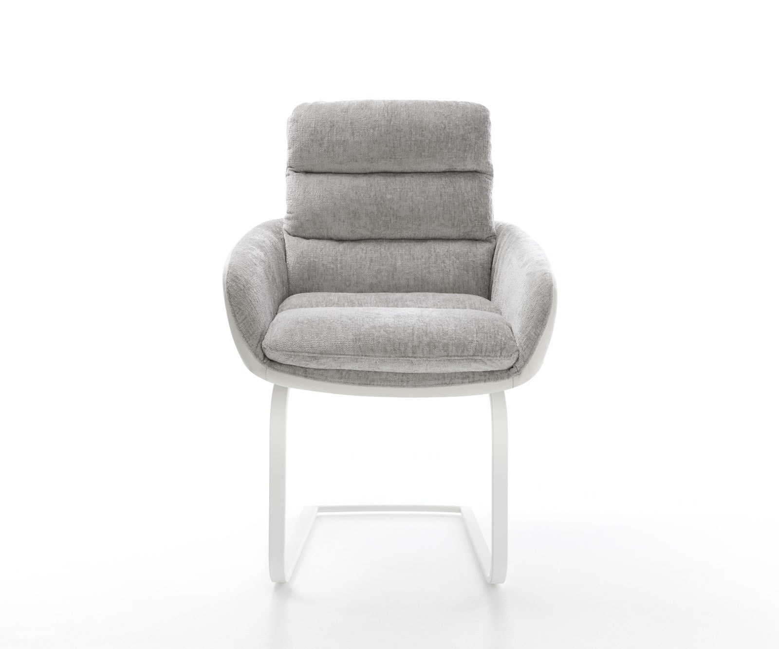 Sledemodel Abelia-Flex met armleuning materiaalmix echt leer wit-zilver grijs sledemodel vlak wit 1 Sledemodel Abelia-Flex met armleuning materiaalmix echt leer wit-zilver grijs sledemodel vlak wit 1