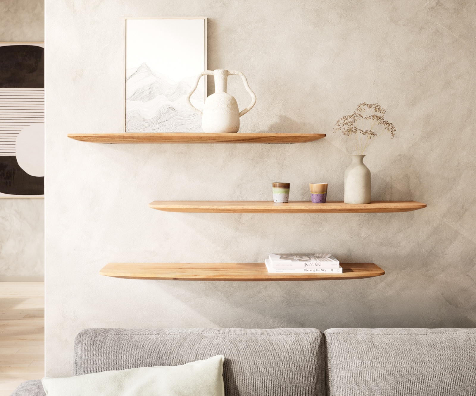 Wandplank 100 cm natuur acacia Zwitserse rand massief 5 Wandplank 100 cm natuur acacia Zwitserse rand massief 5