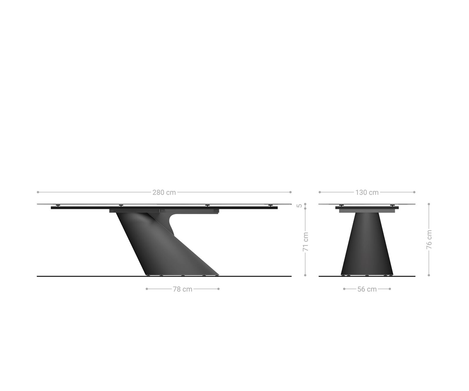 Eettafel Edge Ovaal Keramiek Emperador Extra Lucidato Donkerbruin 280x130 Cono Metallic Goud 7