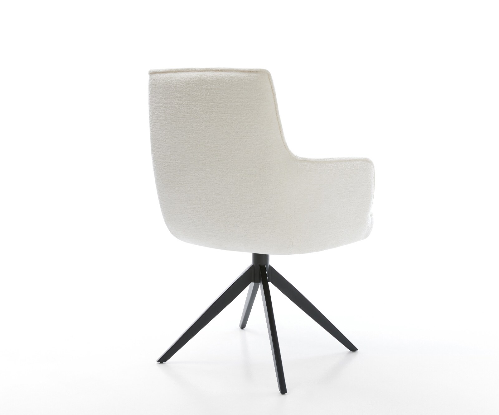 Draaistoel Heira-Flex met armleuning bouclé zacht beige kruisframe breed zwart 360° draaibaar rocker-functie pocketveer kern 5