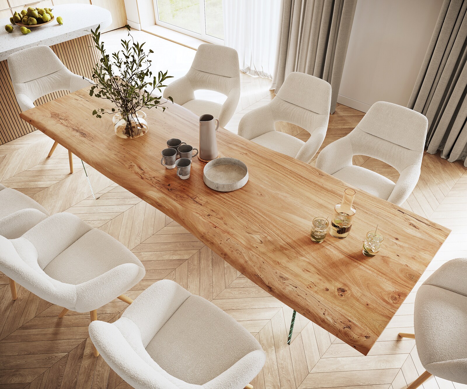 Eettafel Edge 300x100 acacia natuur glas Live-Edge 3 Eettafel Edge 300x100 acacia natuur glas Live-Edge 3