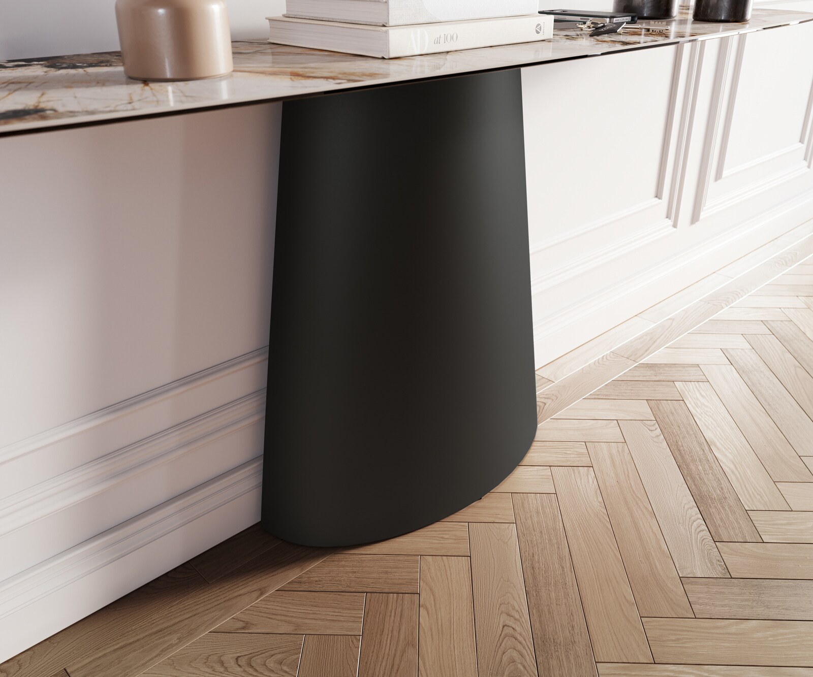 Consoletafel Edge Bootvorm 180x40 cm Keramiek Patagonia Poliert Conos Metaal Zwart 6
