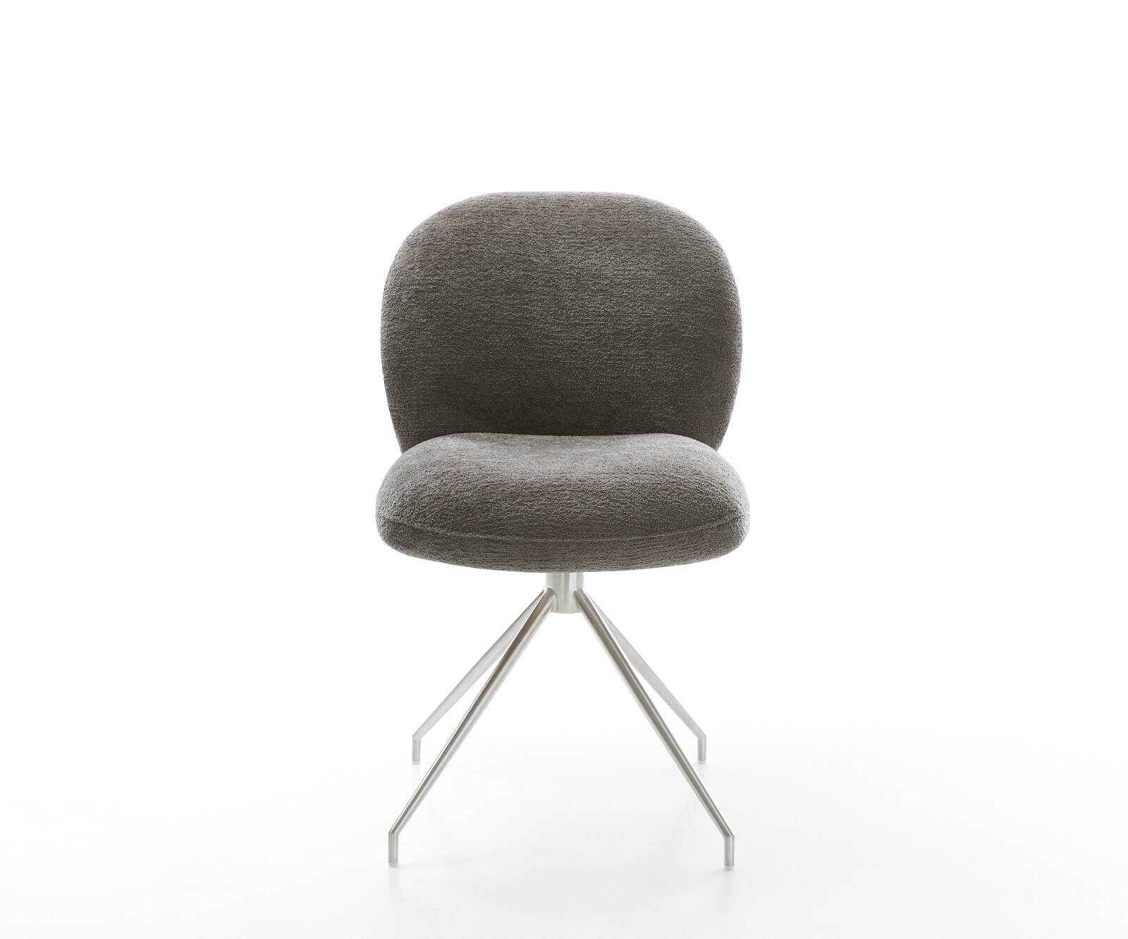 Eetkamerstoel Nube-Flex bouclé zacht mud kruisframe conisch roestvrij staal pocketveer kern 2