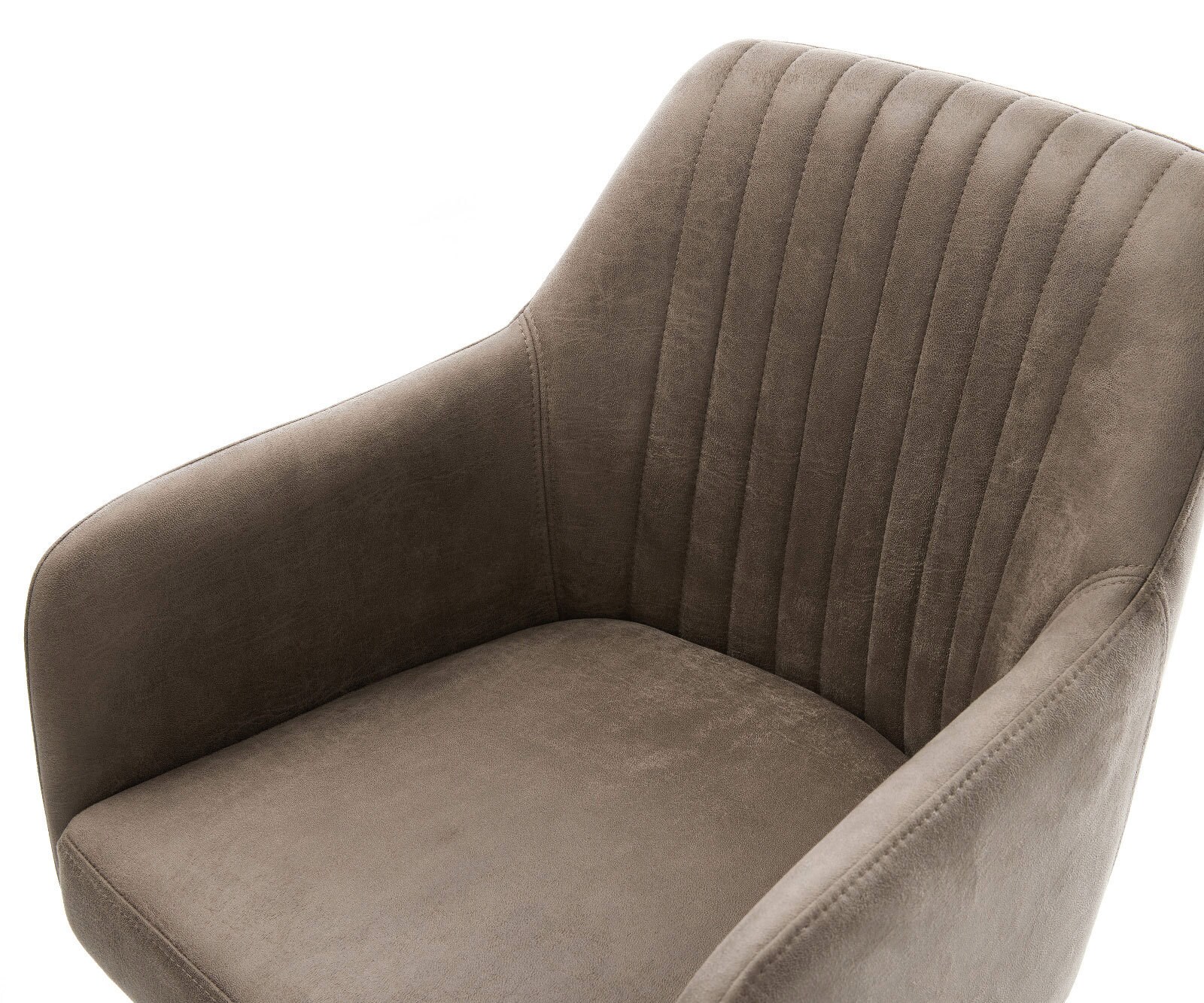 Eetkamerstoel Greg-Flex microvelours taupe vintage kruisframe breed roestvrij staal pocketveer kern 3