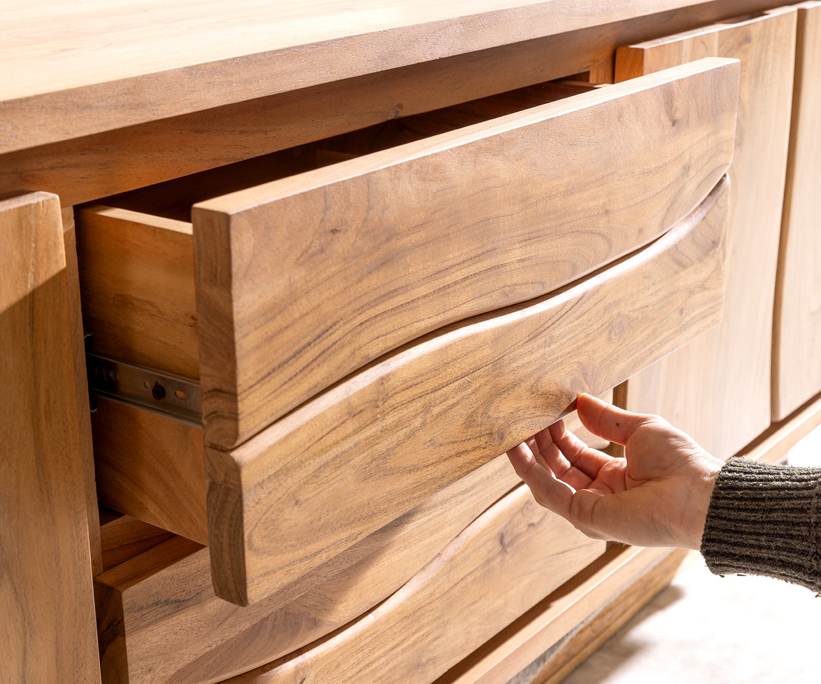TV-meubel Live-Edge 200 cm acacia natuur 4 deuren 2 laden 5 TV-meubel Live-Edge 200 cm acacia natuur 4 deuren 2 laden 5