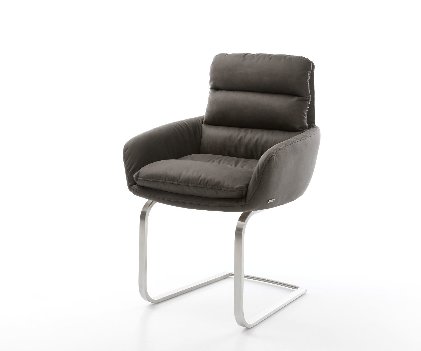 Sledemodel Abelia-Flex met armleuning microvelours antraciet vintage sledemodel vlak roestvrij staal