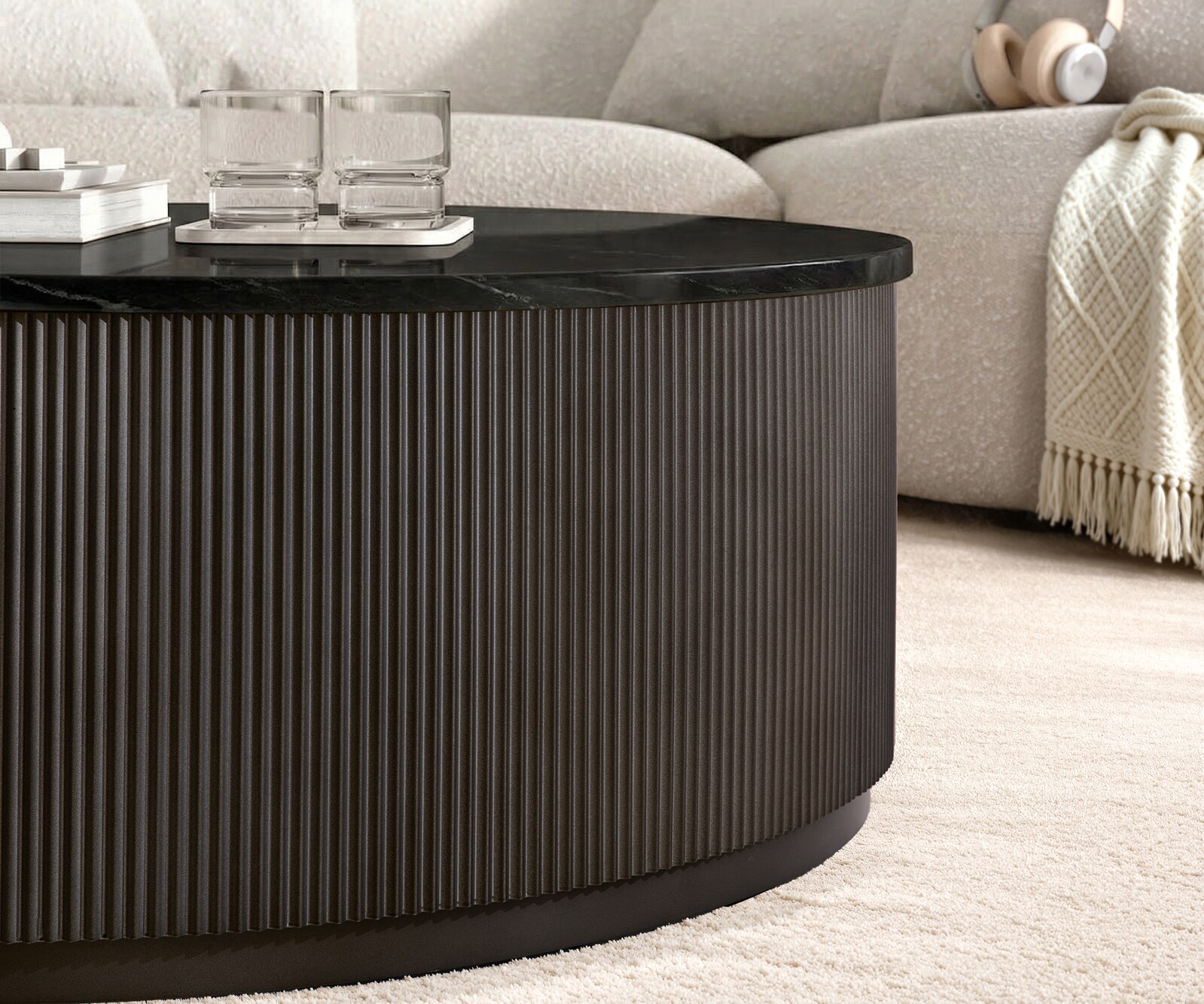 Salontafel Fiorano 90x90 cm marmer zwart zilver metaal Black Antique 2