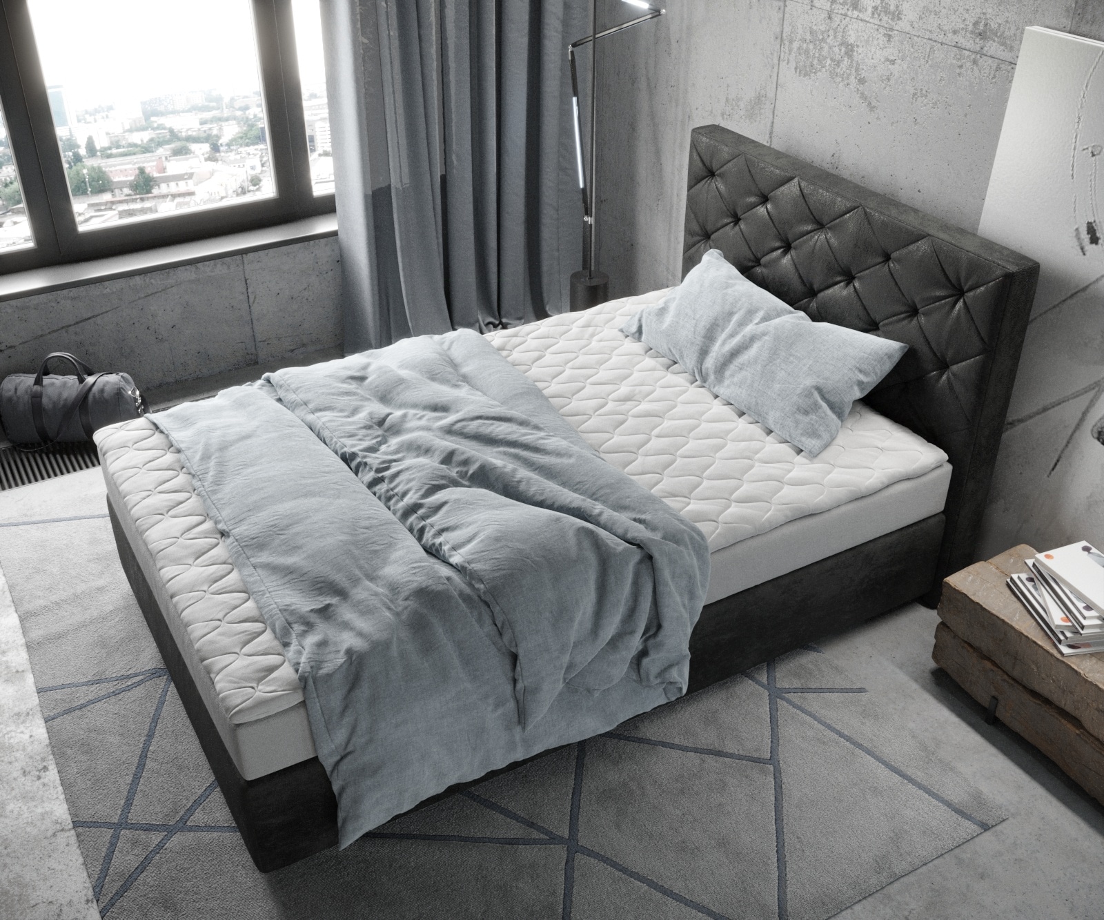 Boxspringbed Dream-Great 140x200 microvezel antraciet Vintage 3 Boxspringbed Dream-Great 140x200 microvezel antraciet Vintage 3