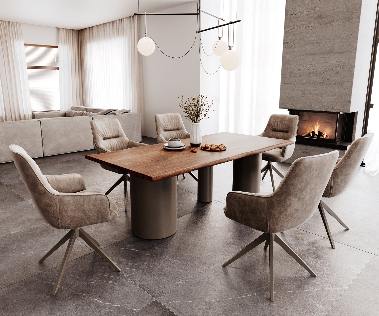 Eetkamertafel Edge 200x100 acacia bruin Troa metaal effectafwerking titaan Live-Edge 4