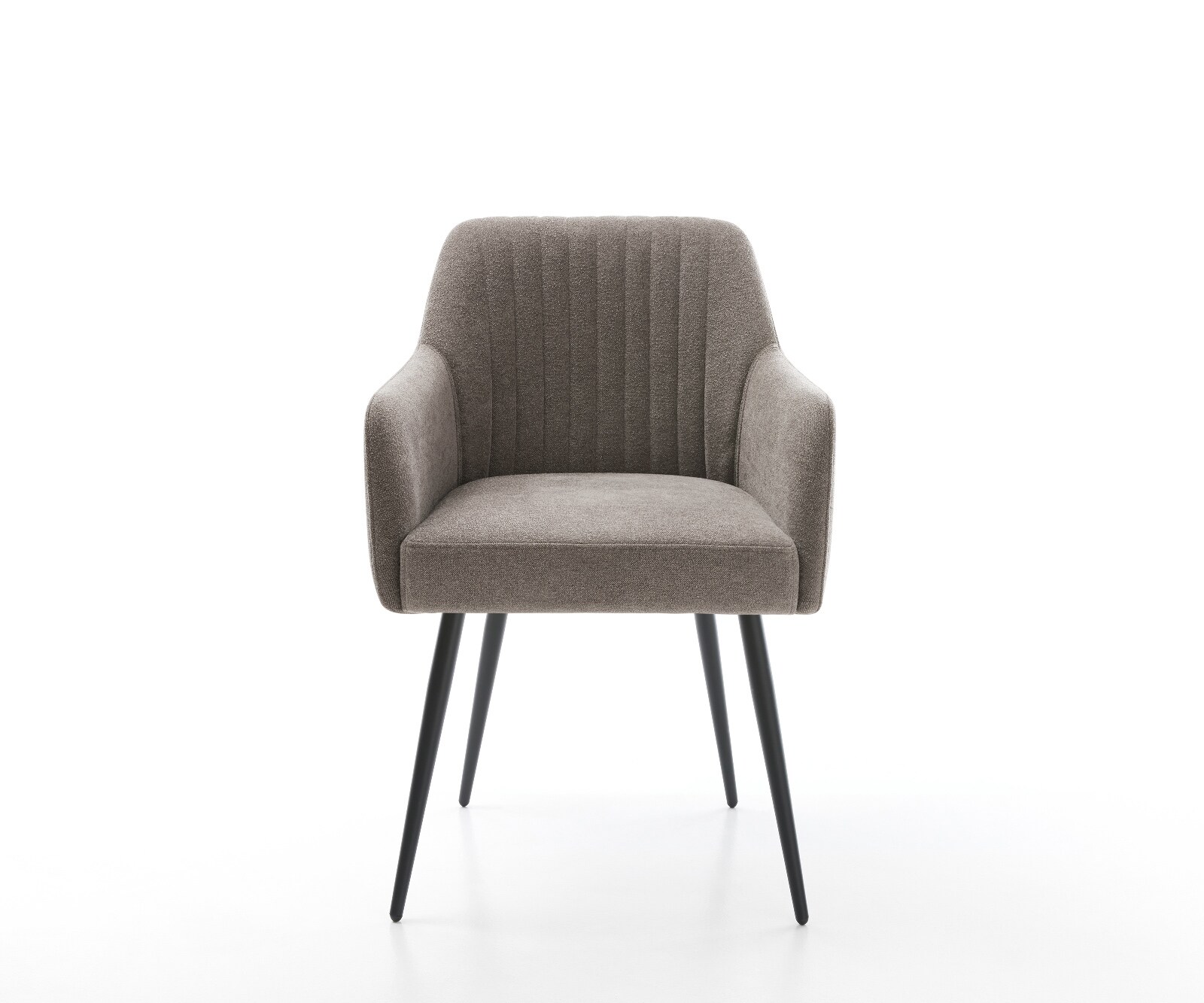 Eetkamerstoel Greg-Flex zachte stof met structuur taupe 4-poot conisch zwart pocketveer kern 1