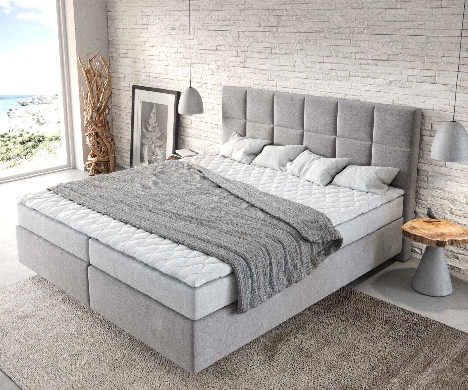 Boxspringbed Dream-Fine 180x200 microvezel grijs 3