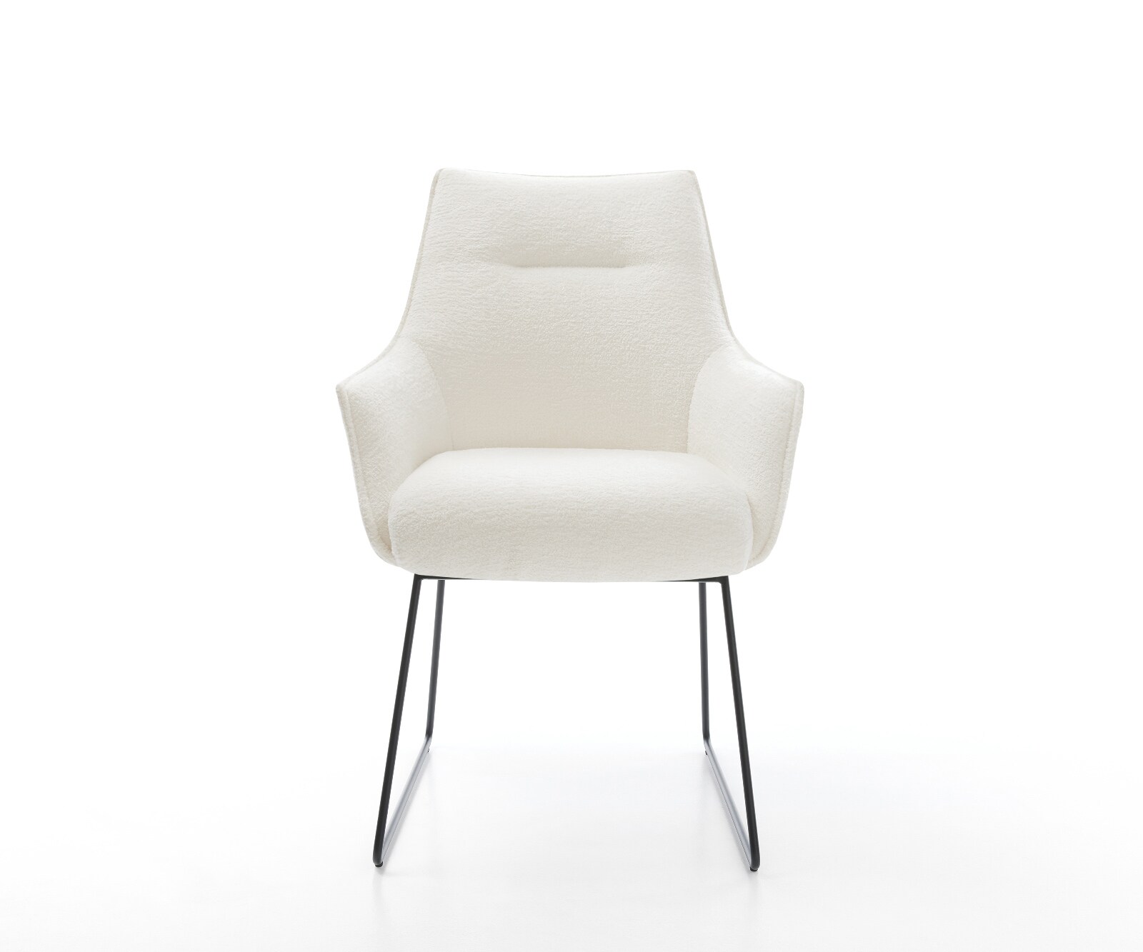 Eetkamerstoel Alja-Flex met armleuning bouclé zacht beige slipframe zwart pocketveer kern 2