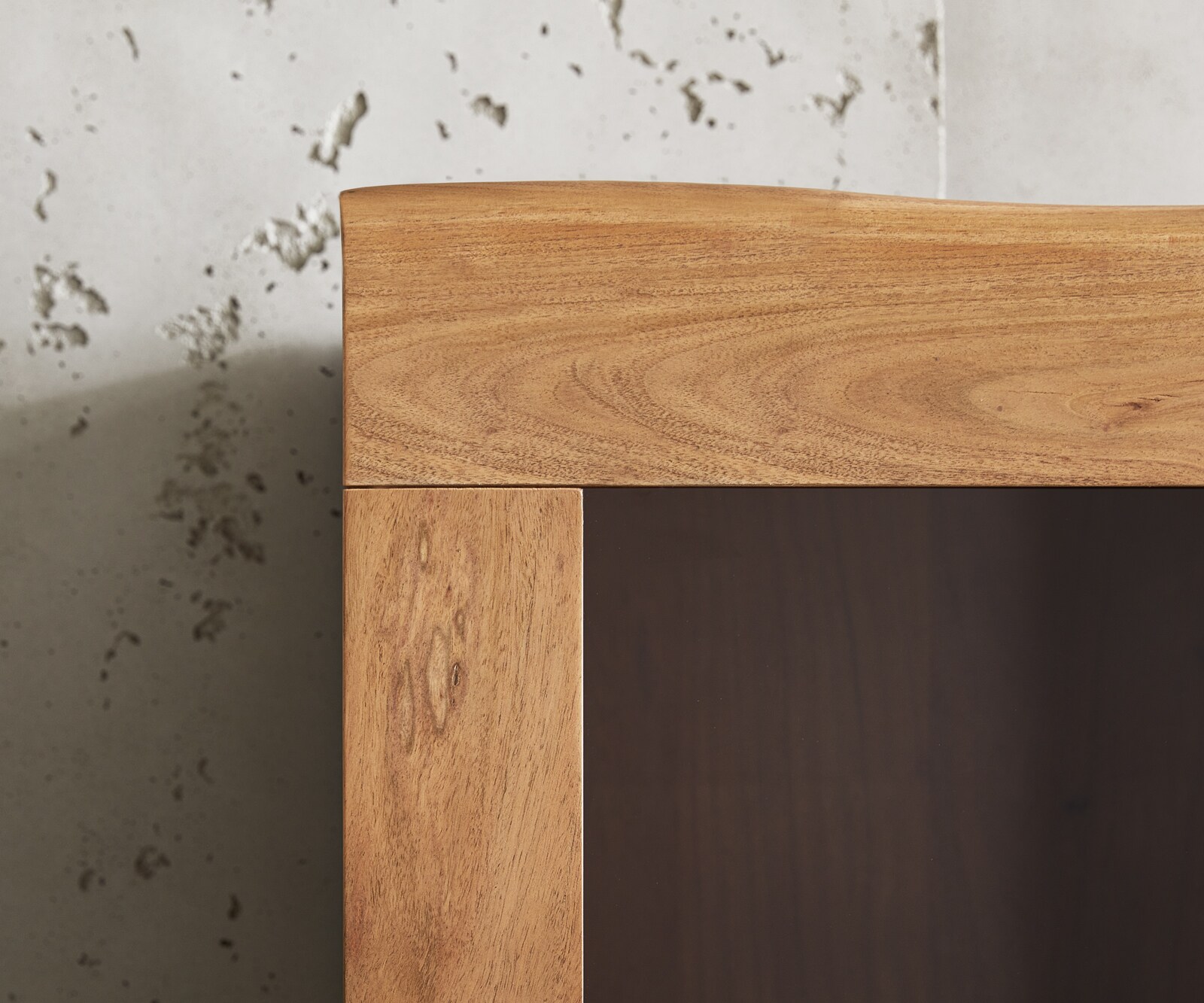 Vitrinekast Live-Edge 60x190 cm acacia natuur boomrand 1 deur 2 laden massief 8