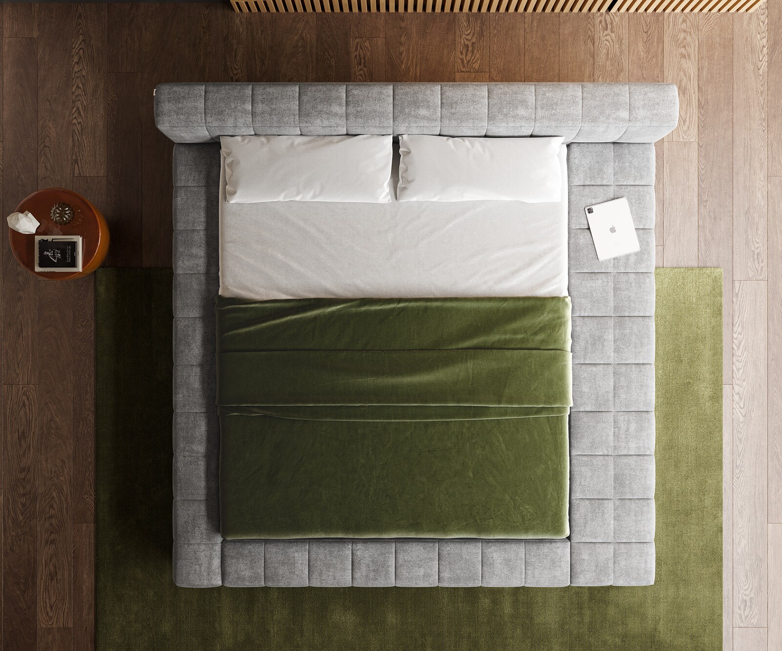 Gestoffeerd bedframe Espazio 180x200 cm structuurstof soft grijs 5