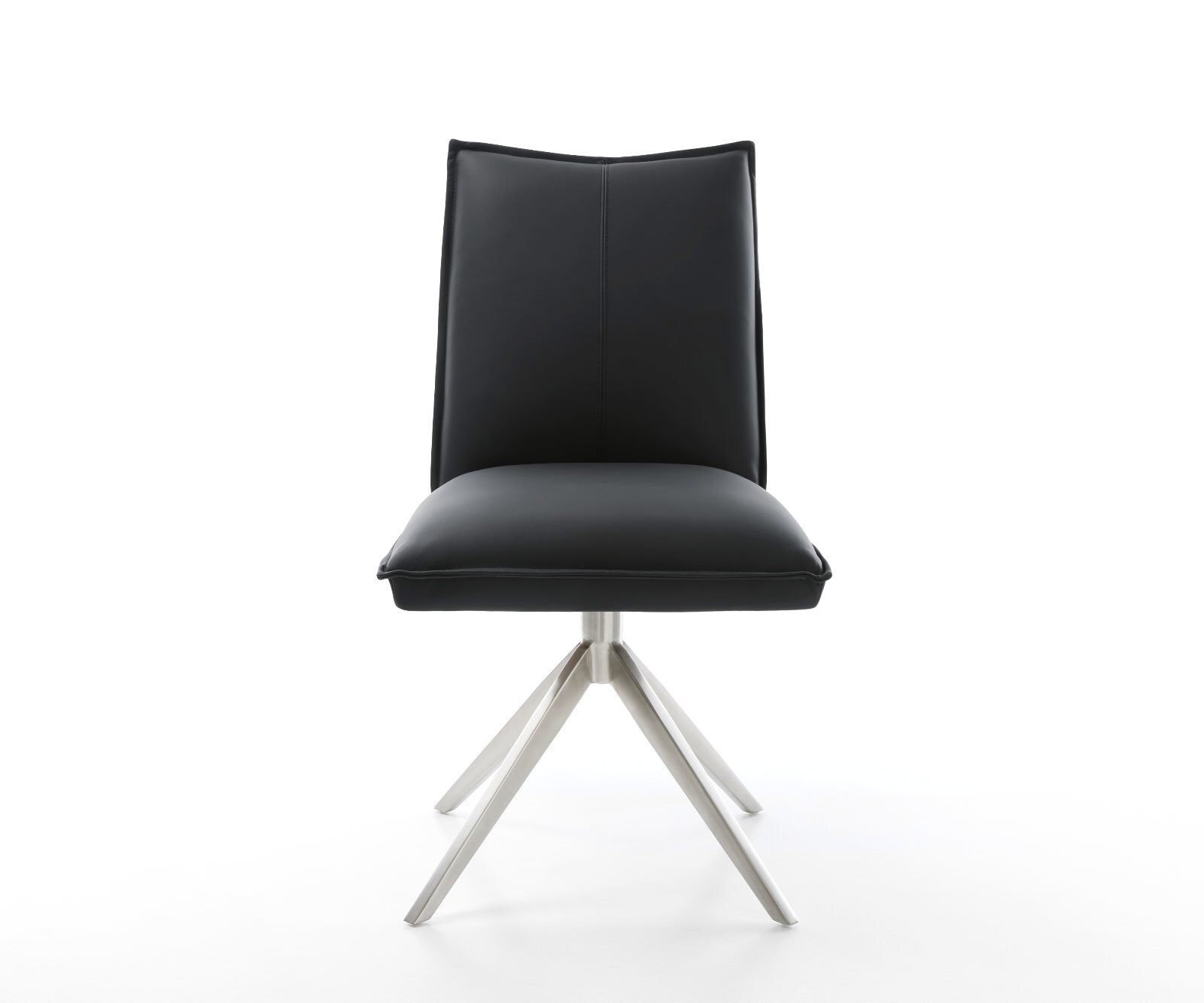 Draaistoel Lelio-Flex echt leer zwart kruisframe breed roestvrij staal 360° draaibaar rocker-functie pocketveer kern 1