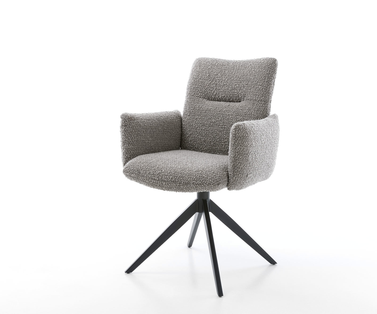 Draaistoel Jova-Flex met armleuning bouclé zilver grijs kruisframe breed zwart 360° draaibaar pocketveer kern 1