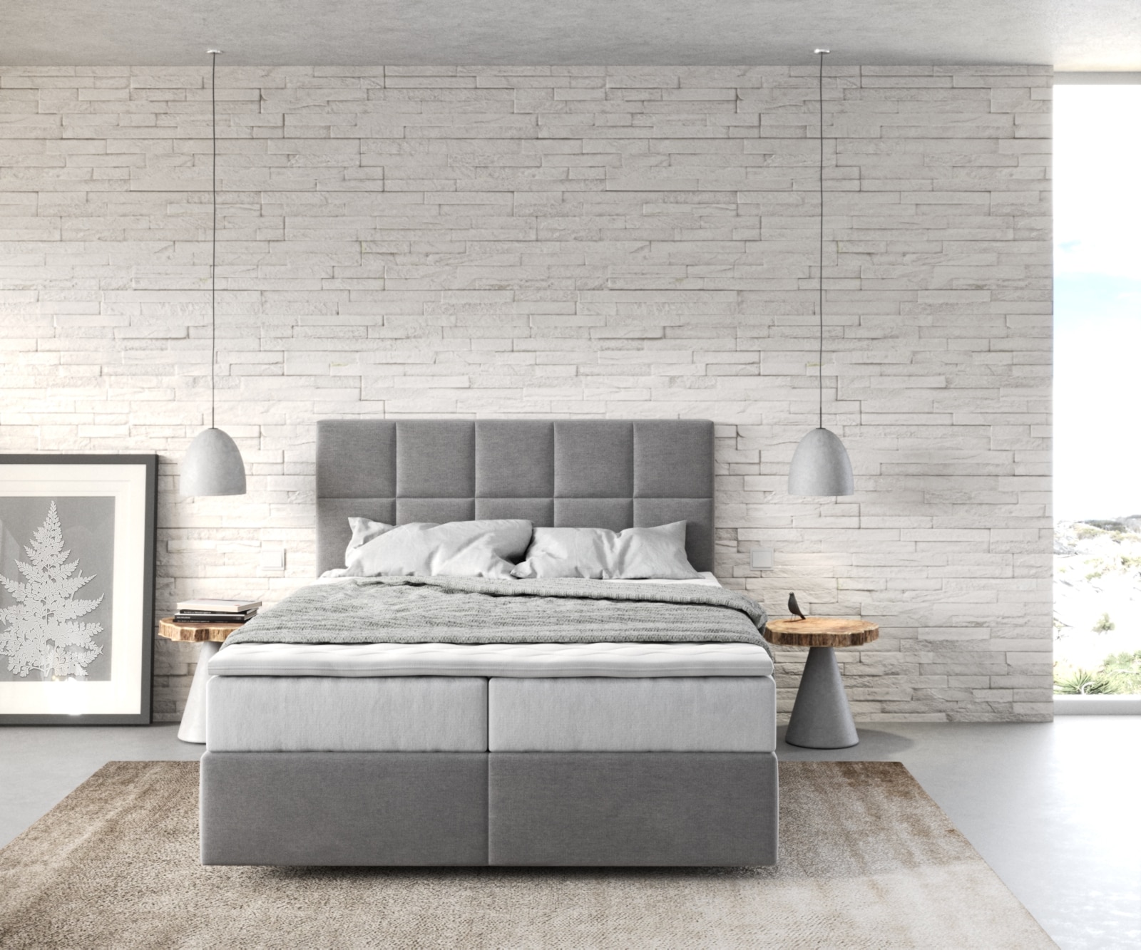 Boxspringbed Dream-Fine 140x200 cm Microvezel Grijs met TFK Matras en Visco Topper 1 Boxspringbed Dream-Fine 140x200 cm Microvezel Grijs met TFK Matras en Visco Topper 1