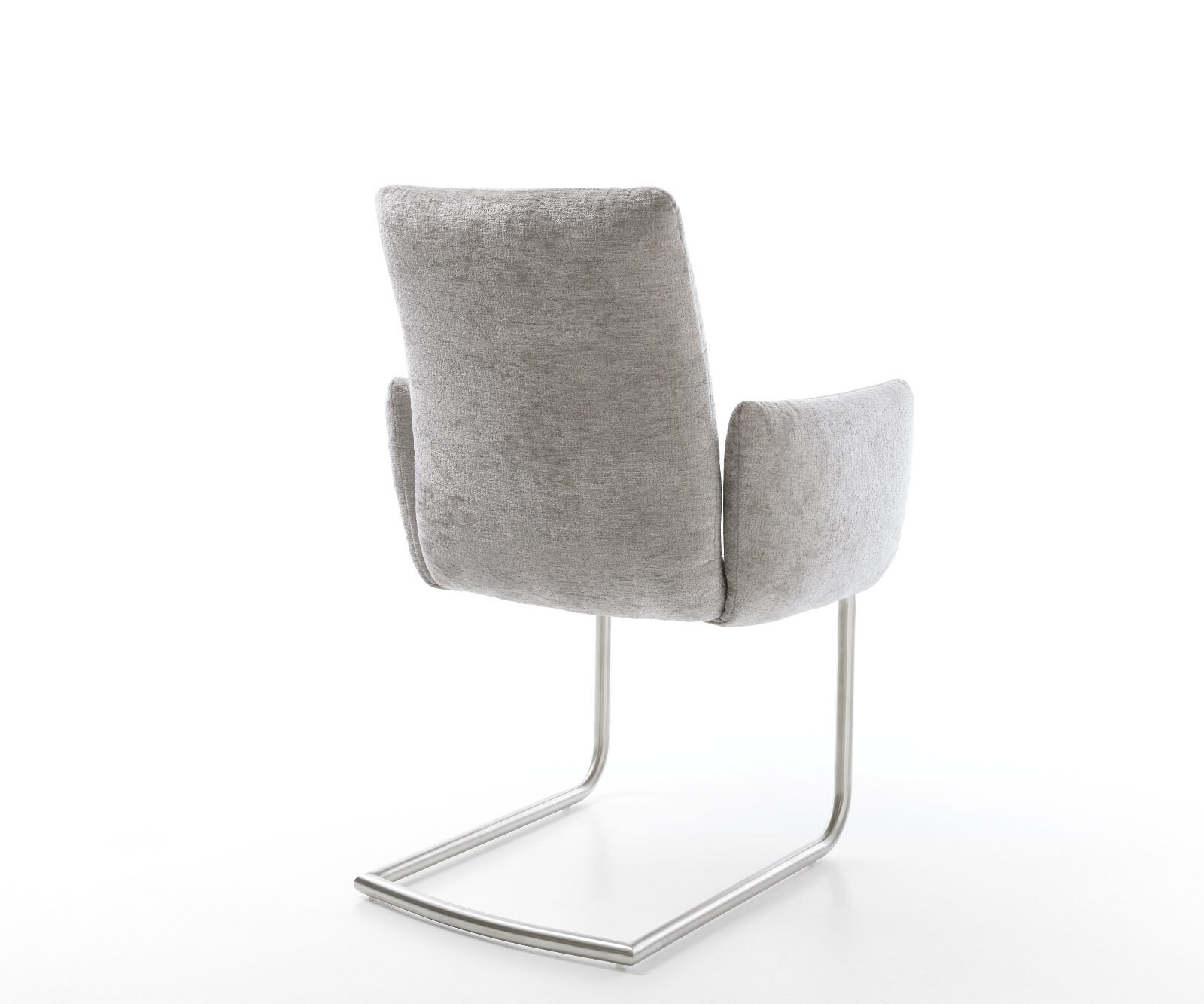 Sledemodel Jova-Flex met armleuning chenille zilver grijs sledemodel rond roestvrij staal pocketveer kern 5