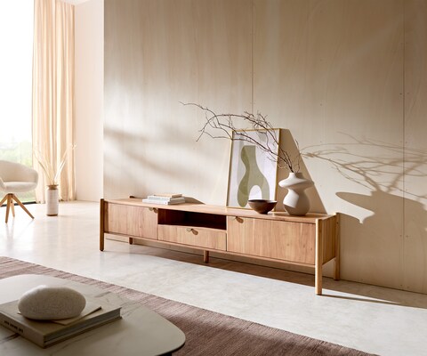 Tv-meubel Caius 200 cm acacia aura 2 deuren 1 lade 1 vak