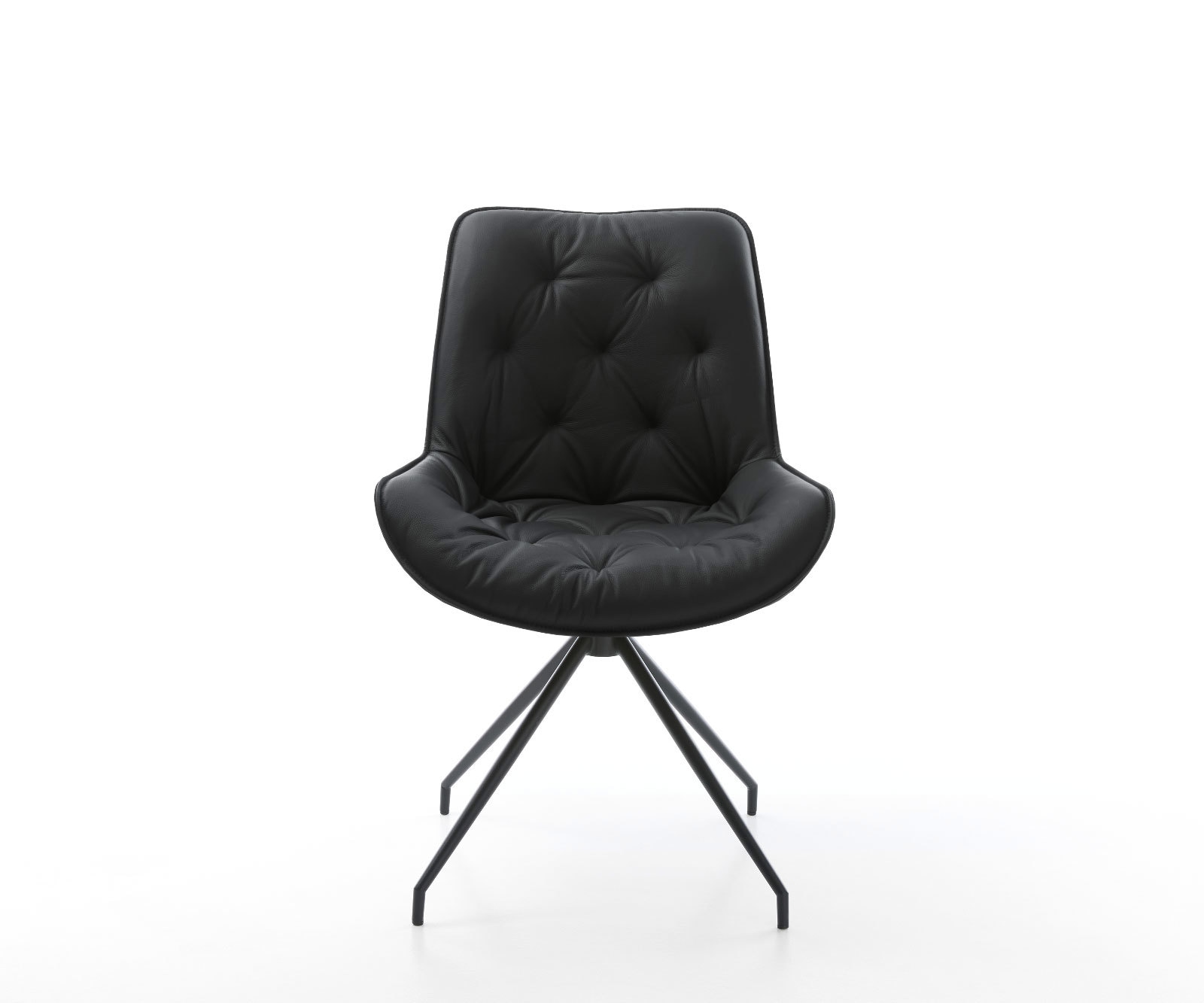 Eetkamerstoel Taimi-Flex echt leer zwart kruisframe conisch zwart 2 Eetkamerstoel Taimi-Flex echt leer zwart kruisframe conisch zwart 2