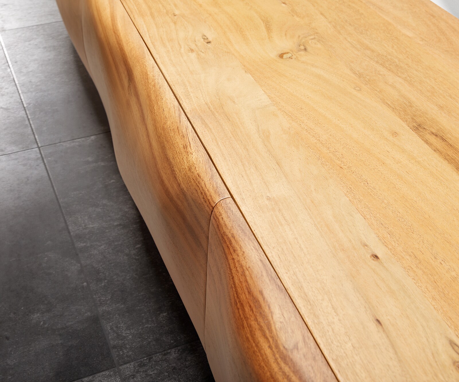 TV-meubel New Live-Edge 200 cm acacia natuur 4 deuren sledepoten RVS geborsteld 5
