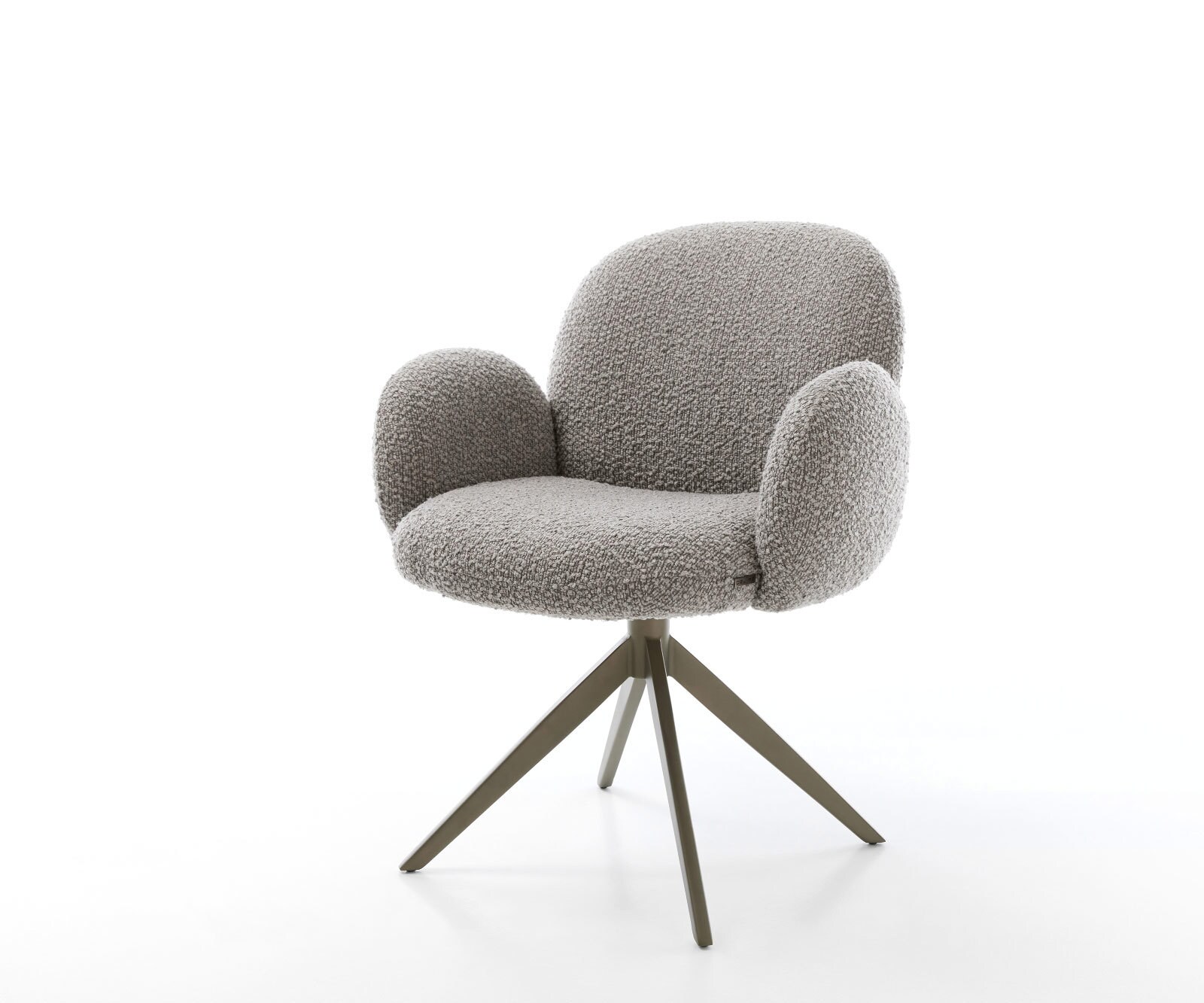 Draaistoel Nube-Flex met armleuning bouclé zilver grijs kruisframe breed afwerking met titanium 360° draaibaar rocker-functie pocketveer kern