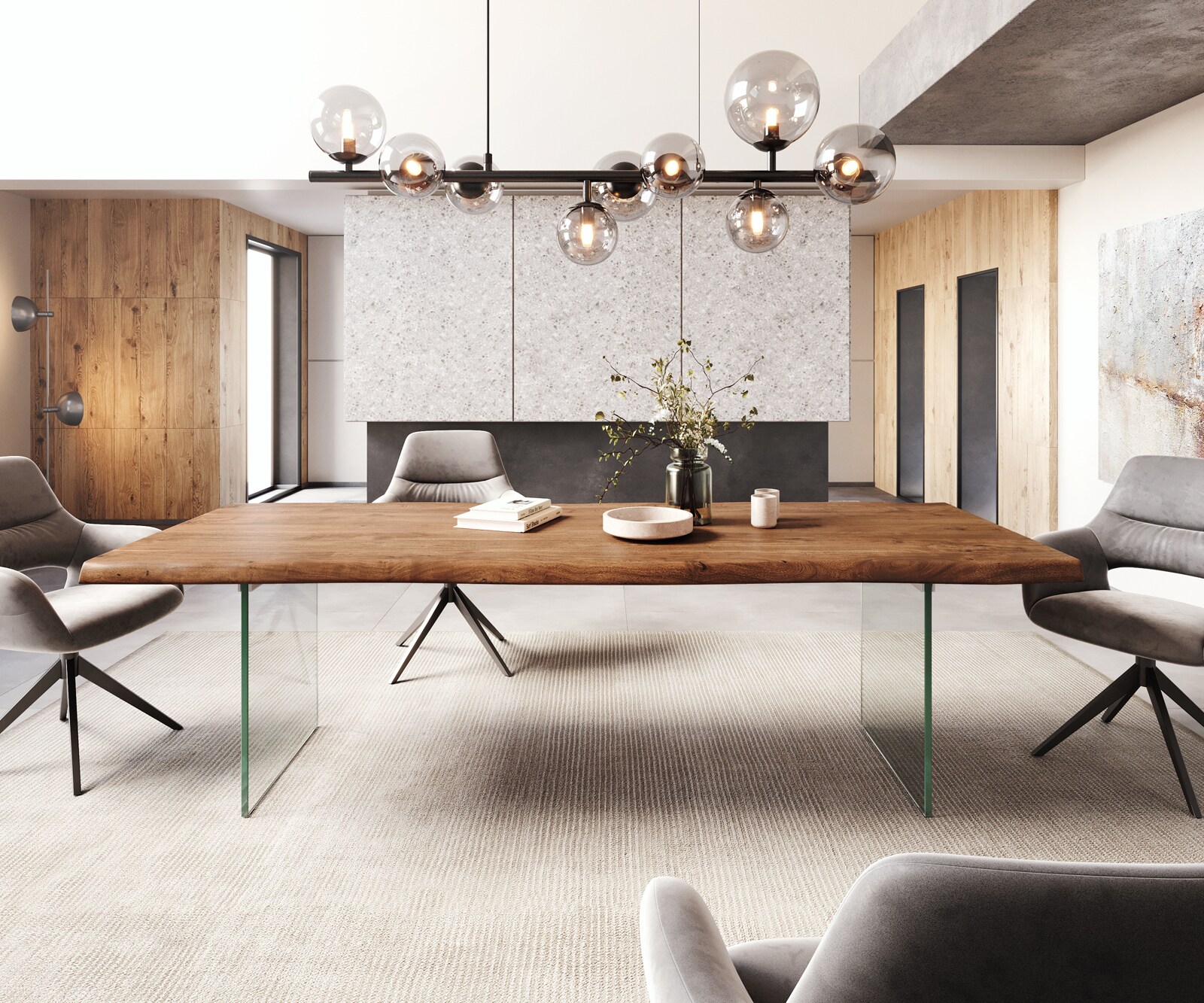 Eettafel Edge 260x100 XL acacia bruin  glas Live-Edge 1