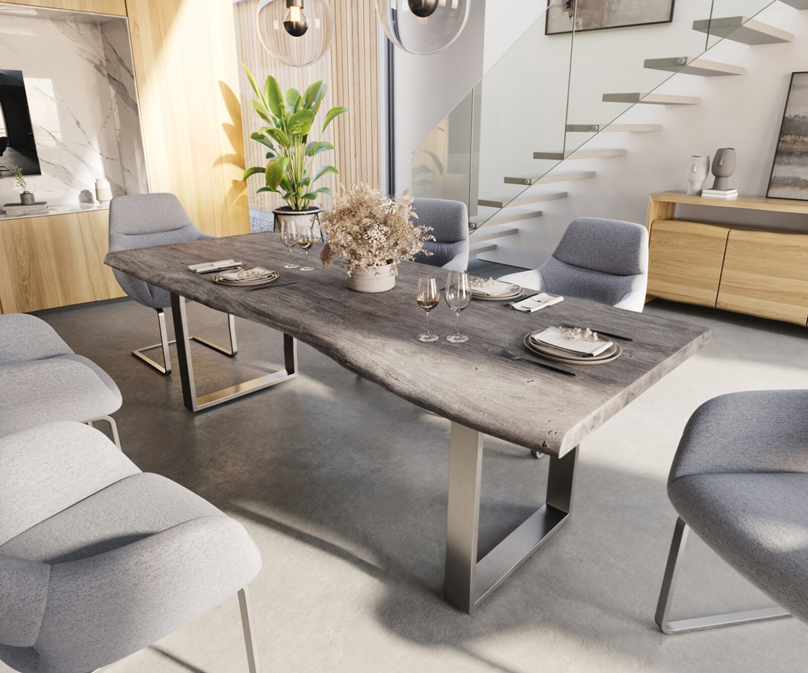 Eettafel Rand Massief Hout Live-Edge boomgrens Rechthoek 1