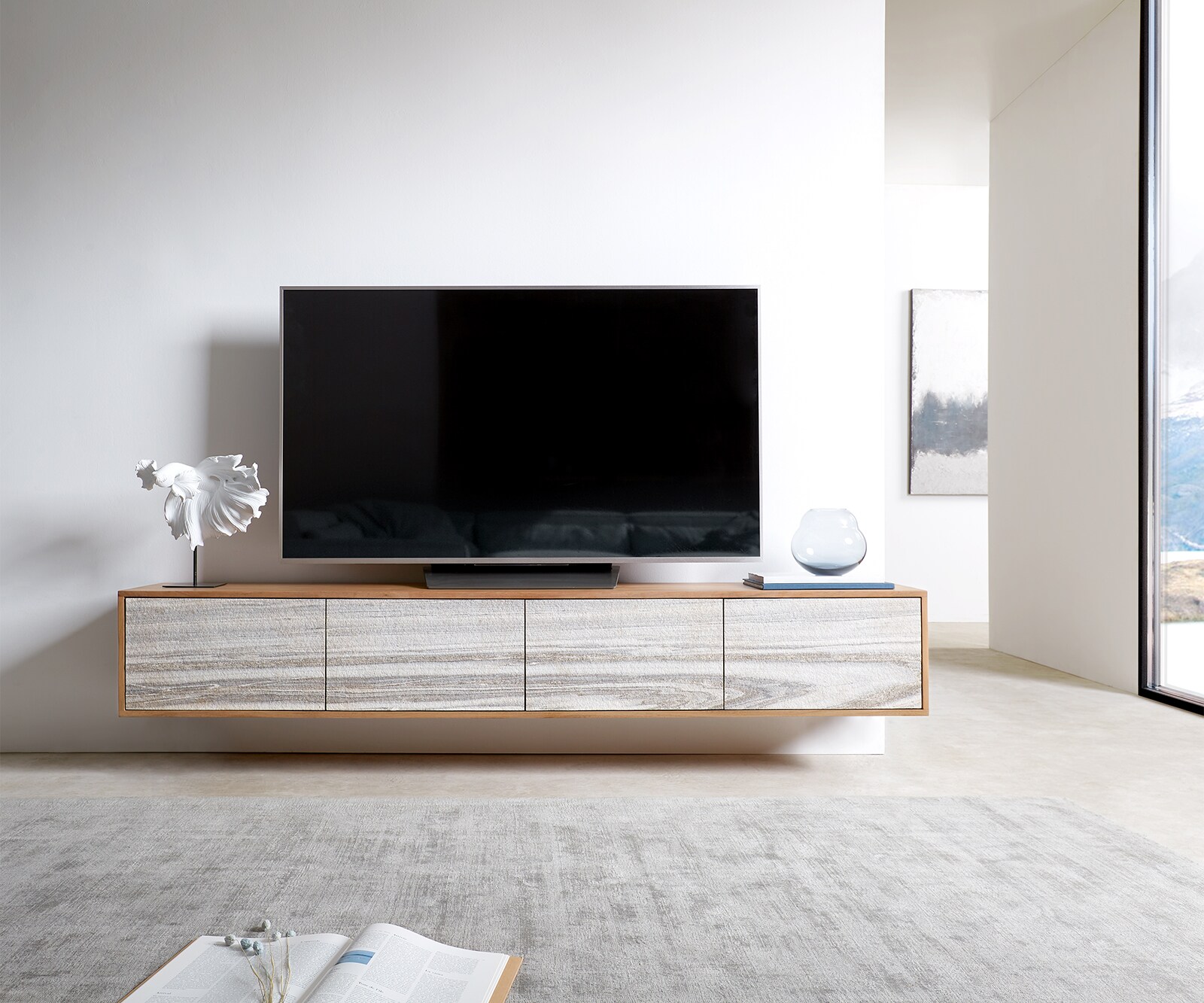 Tv-meubel Kleo 200 cm acacia natuur 4 deurs zwevend 2