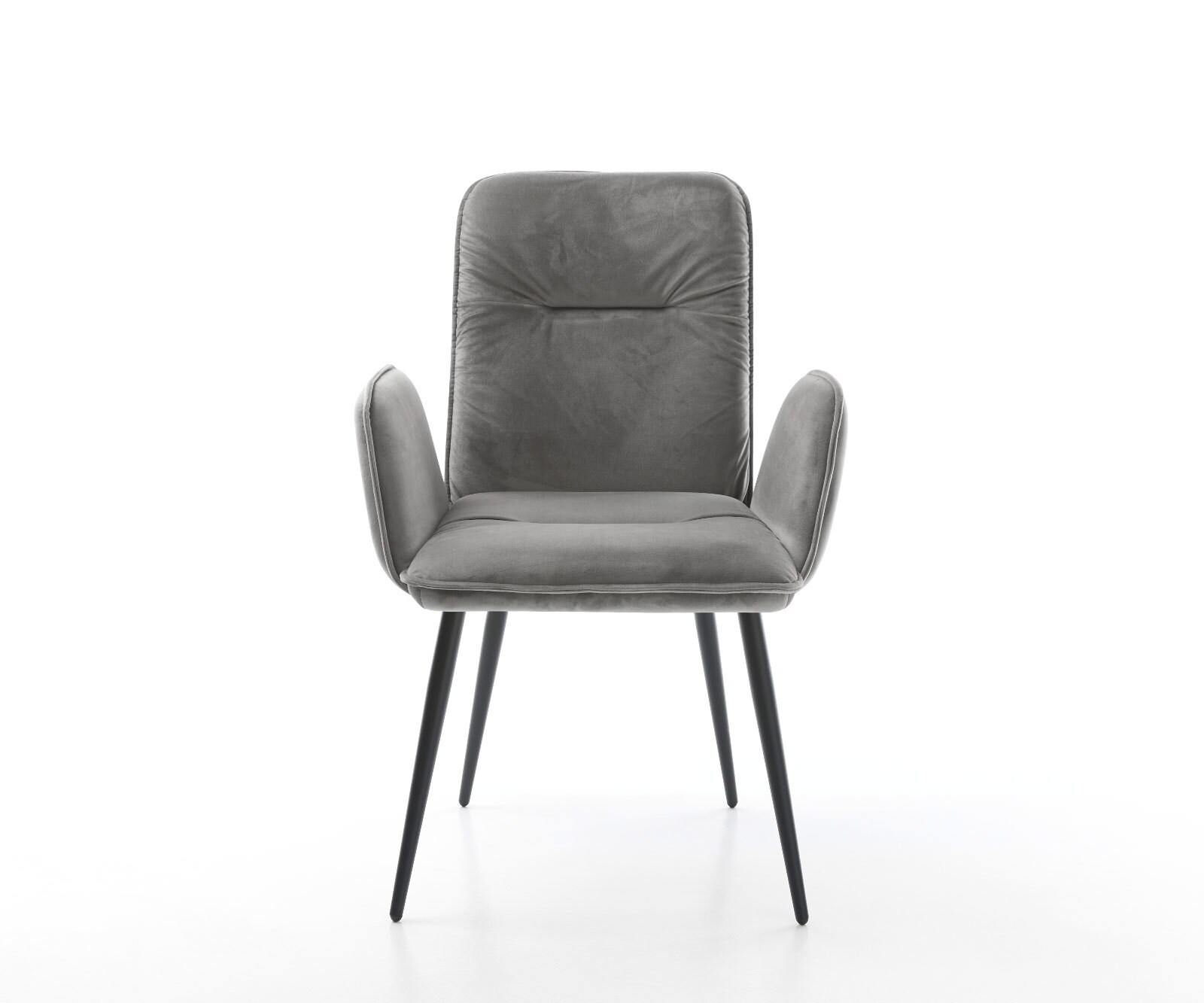 Eetkamerstoel Vinja-Flex fluweel grijs 4-poot conisch zwart 1 Eetkamerstoel Vinja-Flex fluweel grijs 4-poot conisch zwart 1