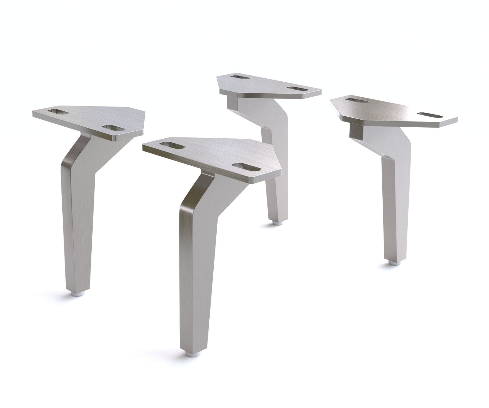 Onderstel hoek 15 cm geborsteld RVS voor alle soorten meubelen (set van 4)