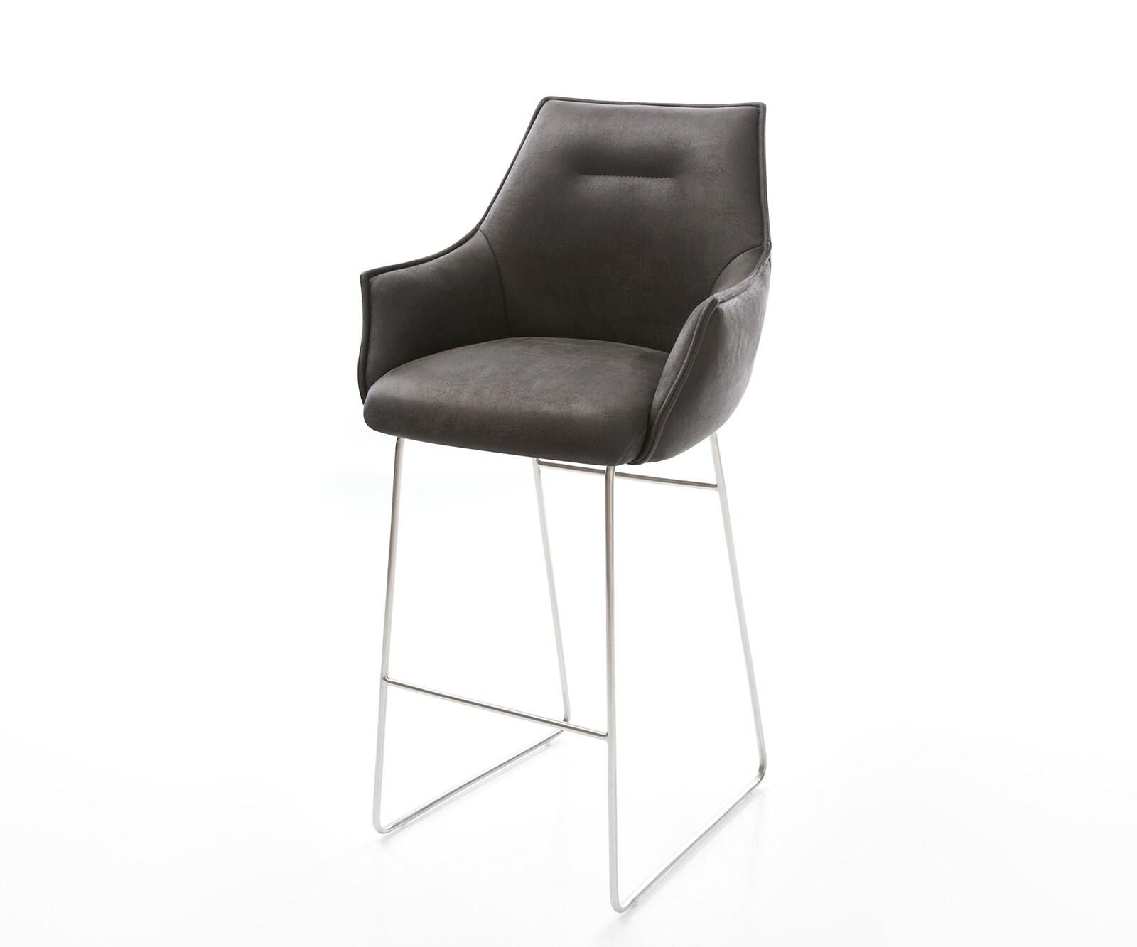 Barstoel Alja-Flex microvezel antraciet vintage sledeframe roestvrij staal pocketvering