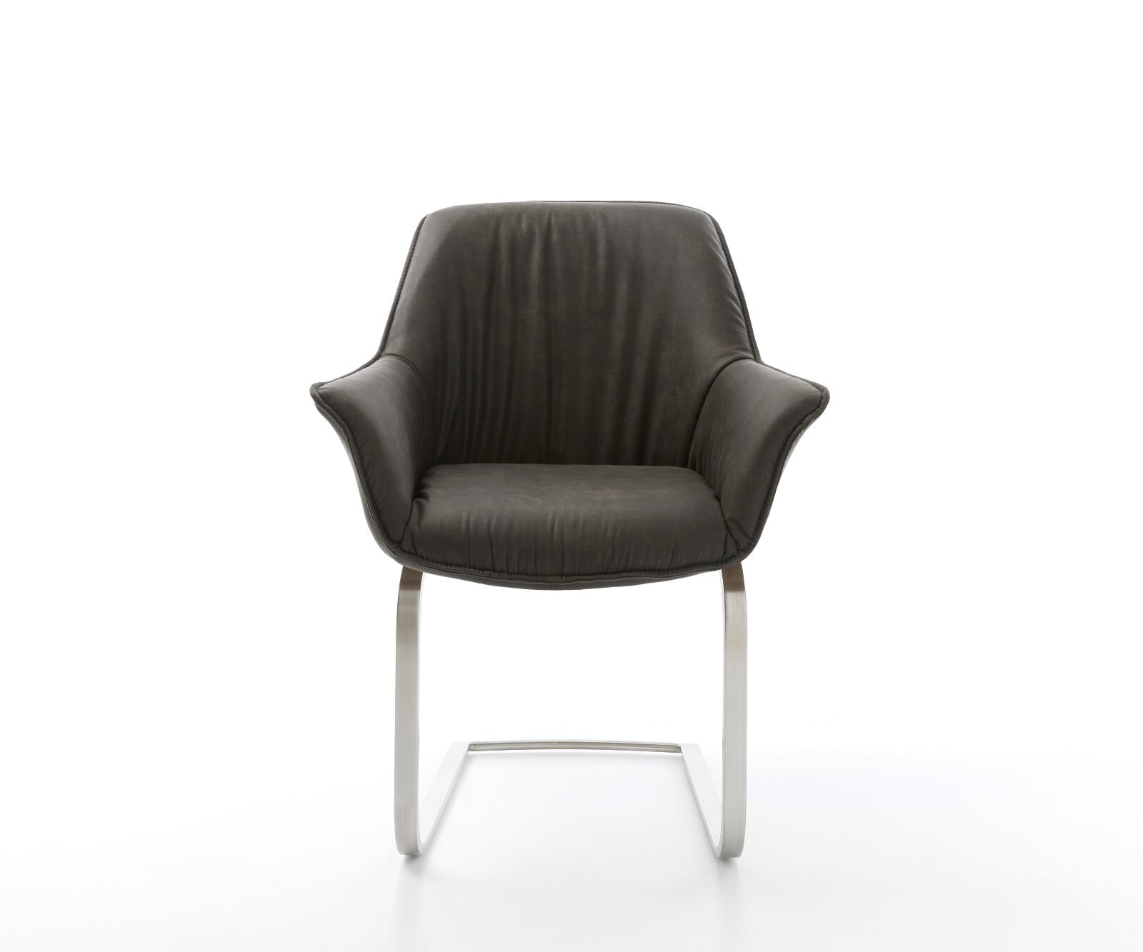 Sledemodel Keila-Flex met armleuning microvelours antraciet vintage sledemodel vlak roestvrij staal 2 Sledemodel Keila-Flex met armleuning microvelours antraciet vintage sledemodel vlak roestvrij staal 2