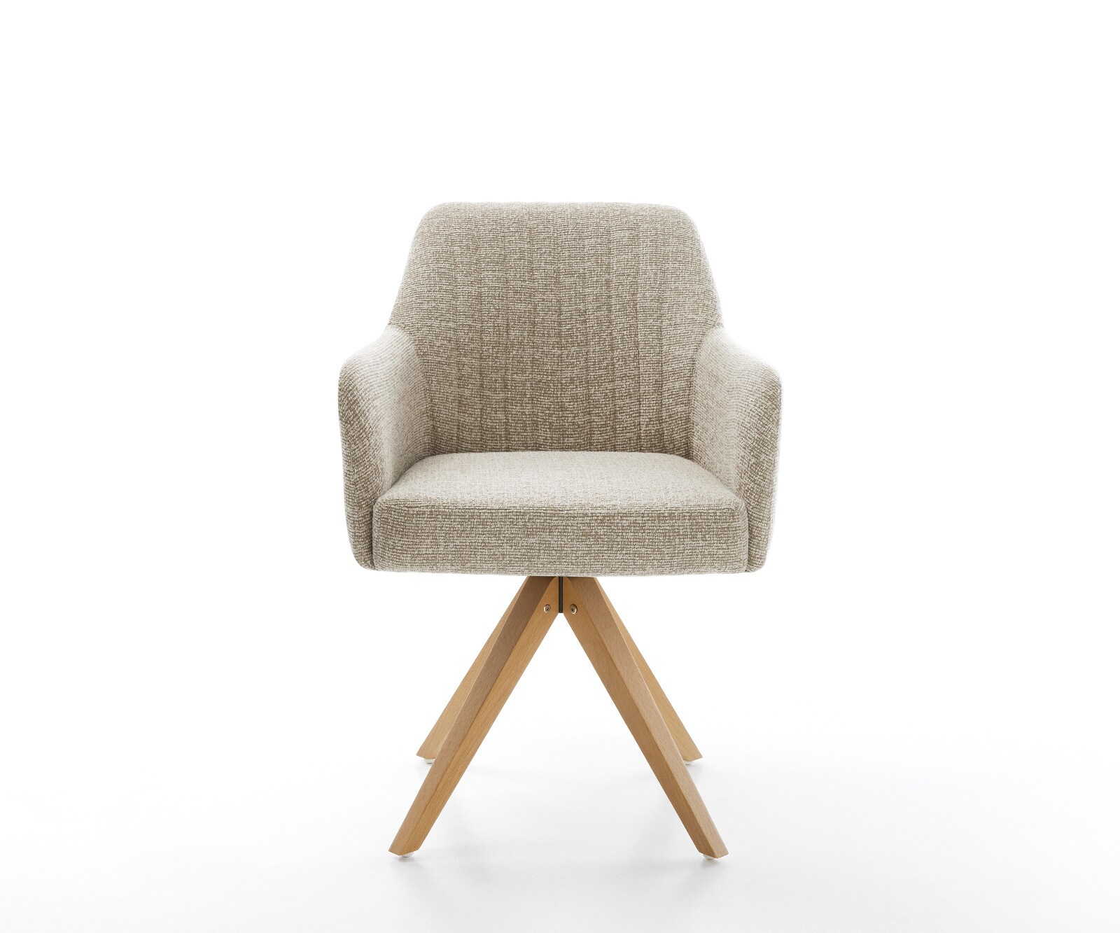 Draaistoel Greg-Flex geweven stof beige houten frame hoekig natuur 360° draaibaar pocketveer kern 2
