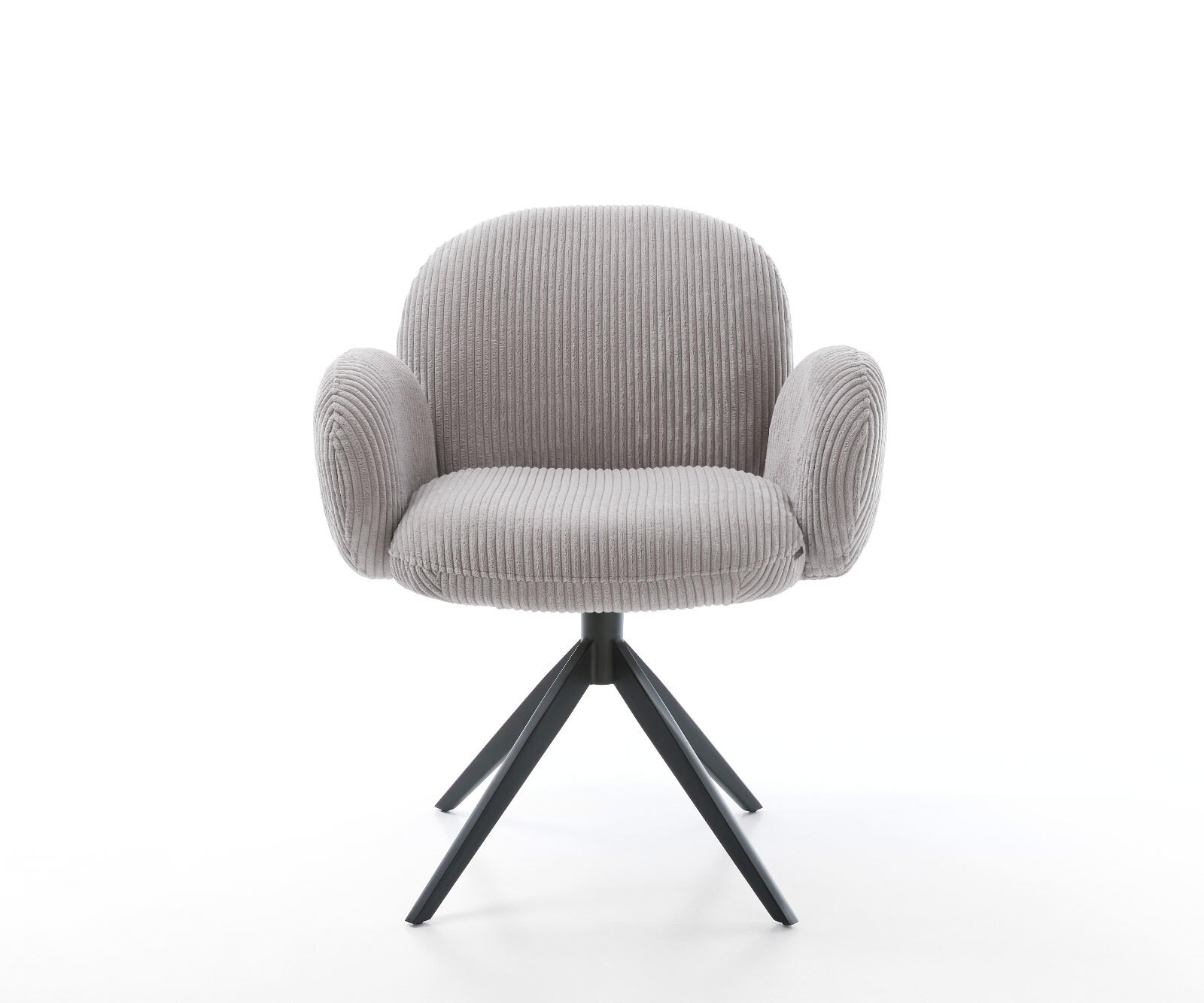 Draaistoel Nube-Flex met armleuning koord zilver grijs kruisframe breed zwart 360° draaibaar pocketveer kern 2