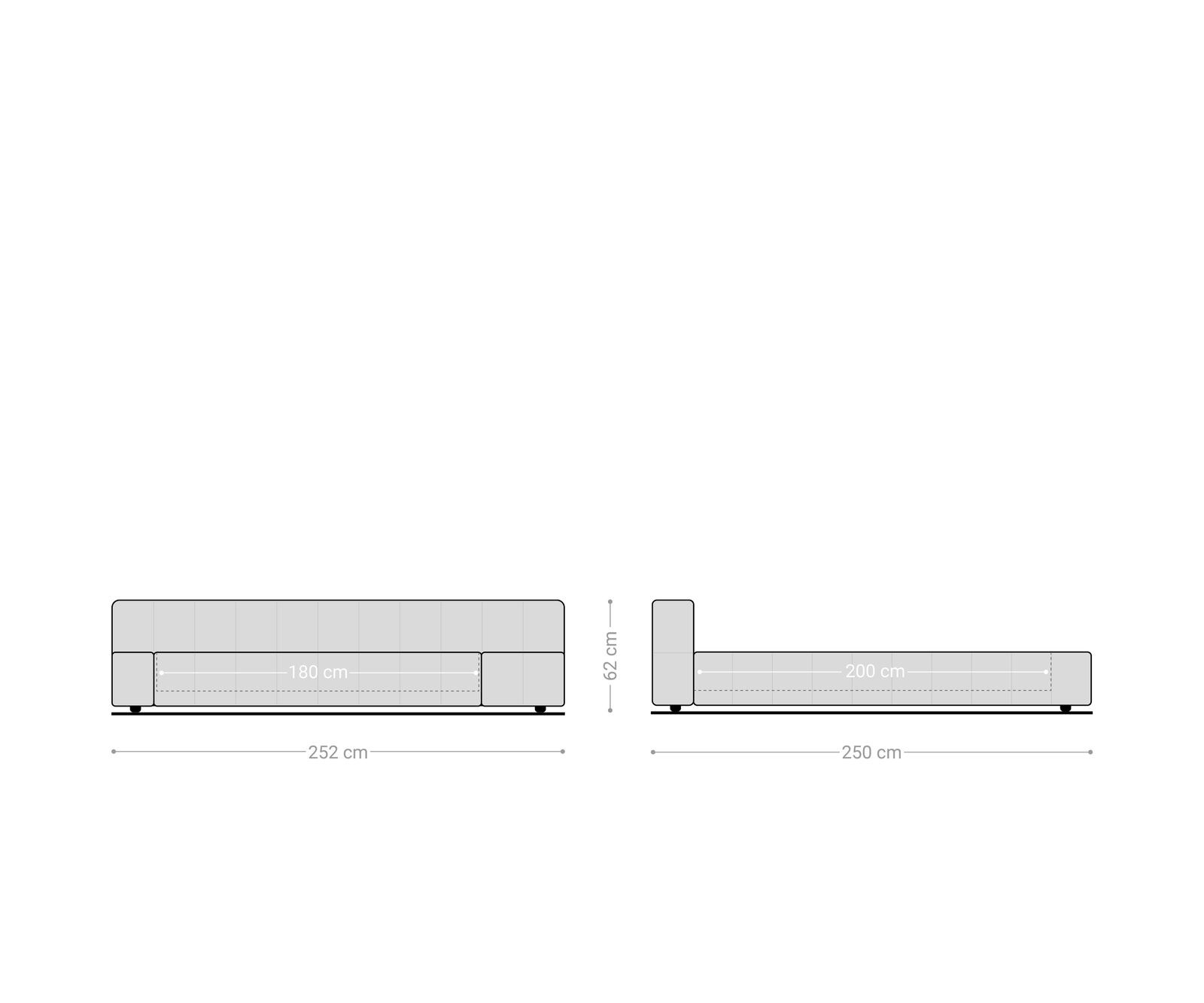 Gestoffeerd bedframe Espazio 180x200 cm bouclé Soft Beige 6