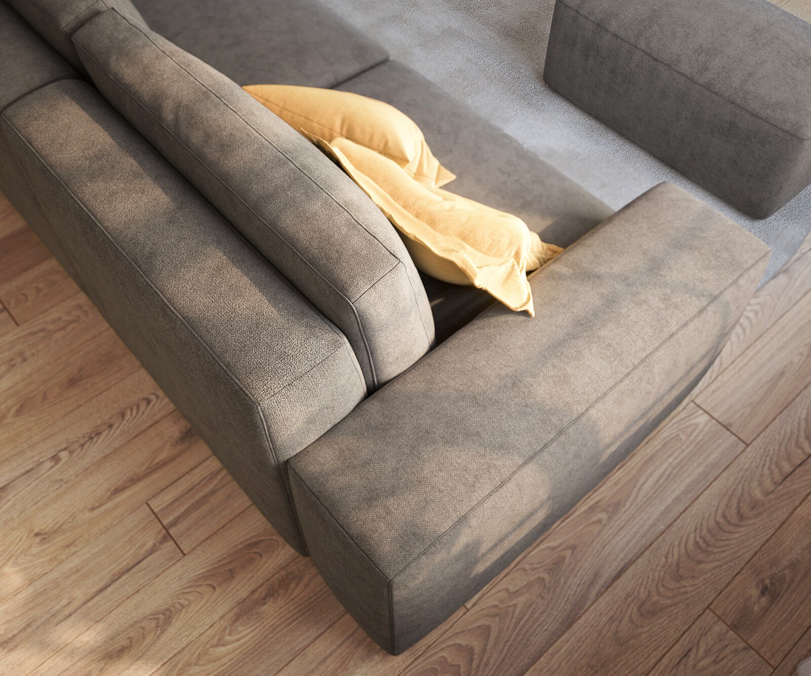 Big-sofa Lanzo 230x95 cm microvezel khakibruin met hocker 4